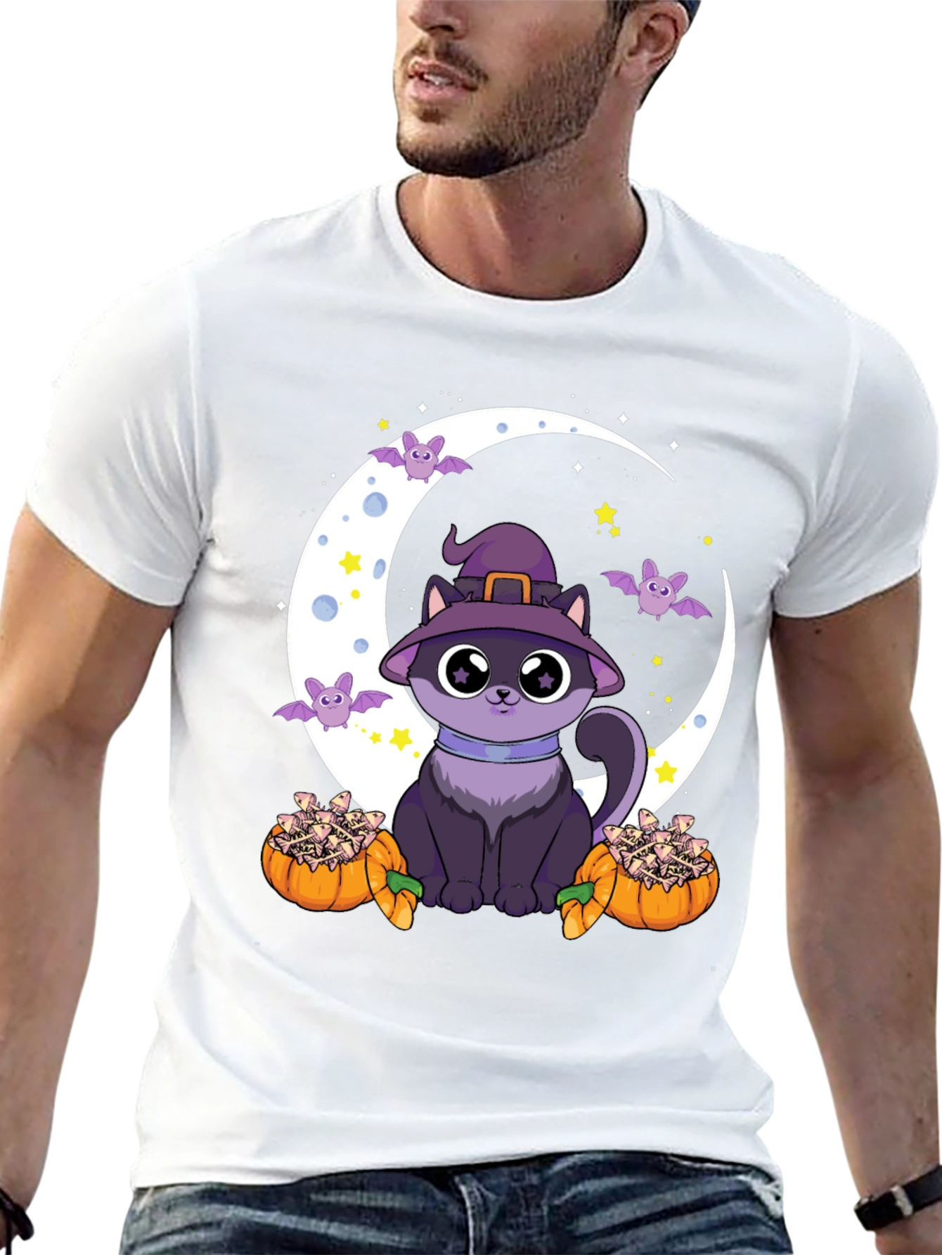 Halloween Cat Moon T-Shirt