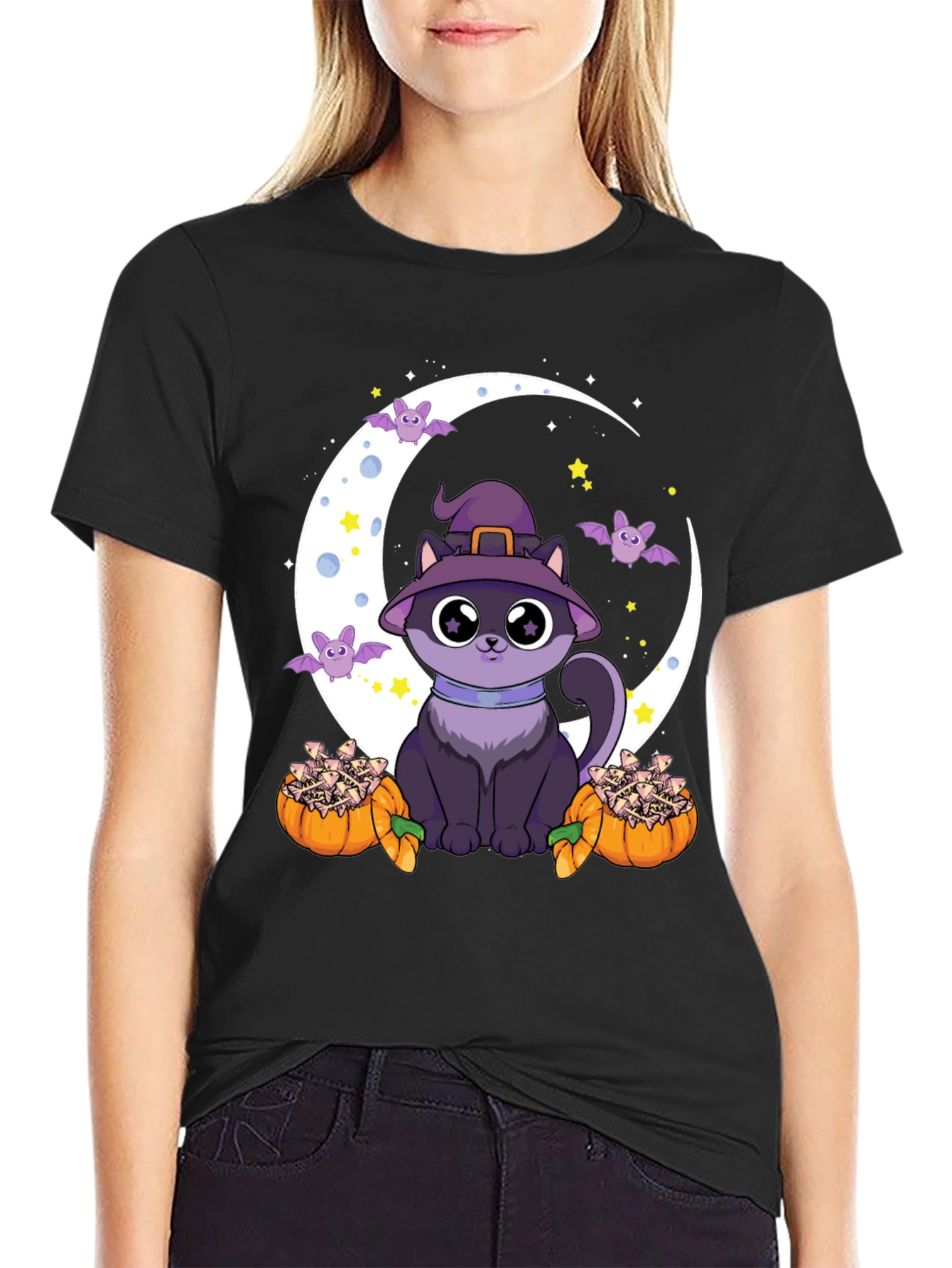 Halloween Cat Moon T-Shirt