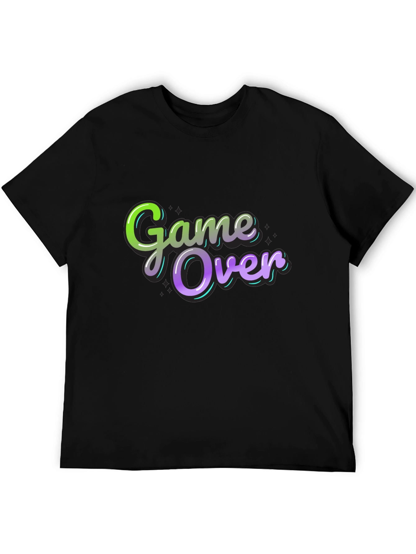 Game Over Graphic Print Black T-Shirt