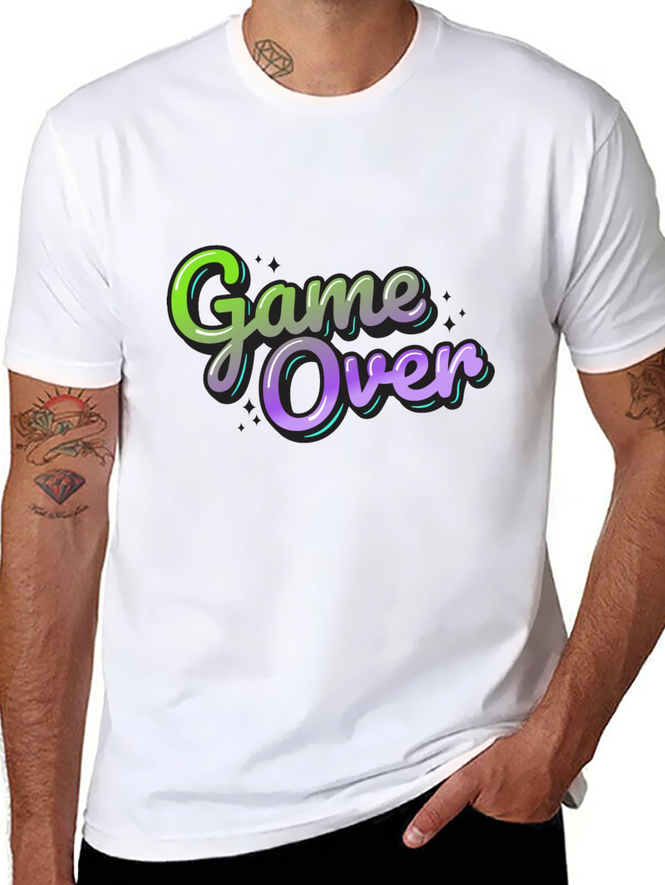 Game Over Graphic Print Black T-Shirt