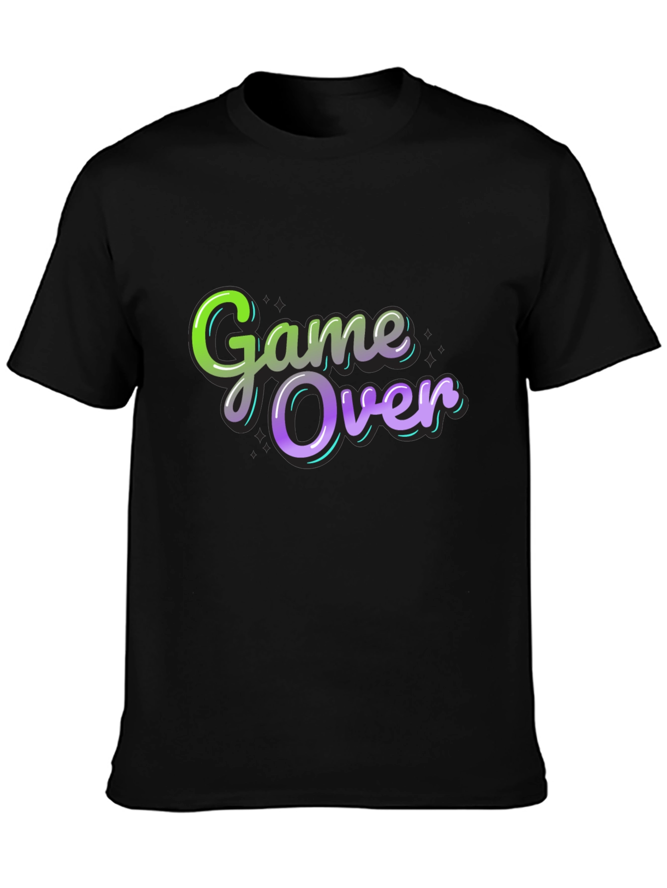 Game Over Graphic Print Black T-Shirt