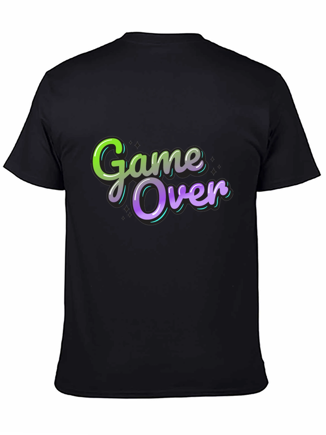 Game Over Graphic Print Black T-Shirt
