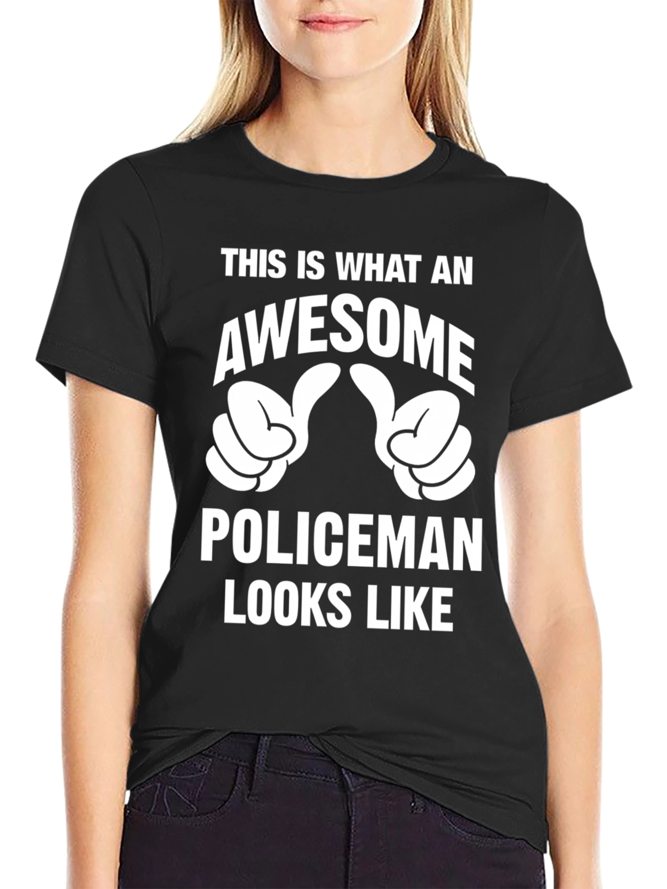 Awesome Policeman Graphic Tee - Black Cotton T-Shirt