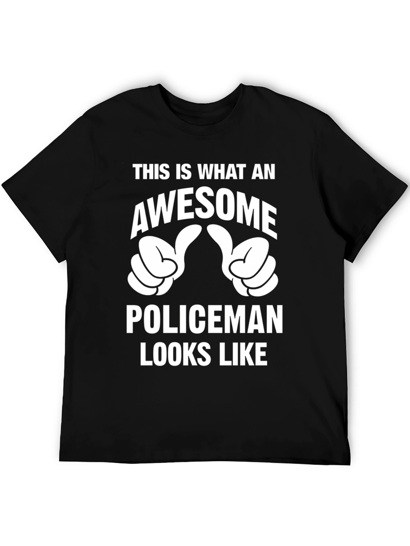 Awesome Policeman Graphic Tee - Black Cotton T-Shirt