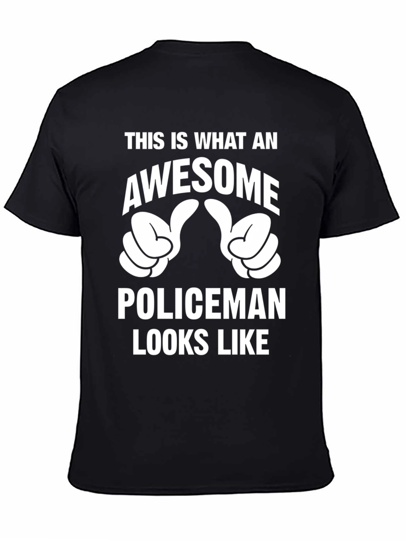 Awesome Policeman Graphic Tee - Black Cotton T-Shirt