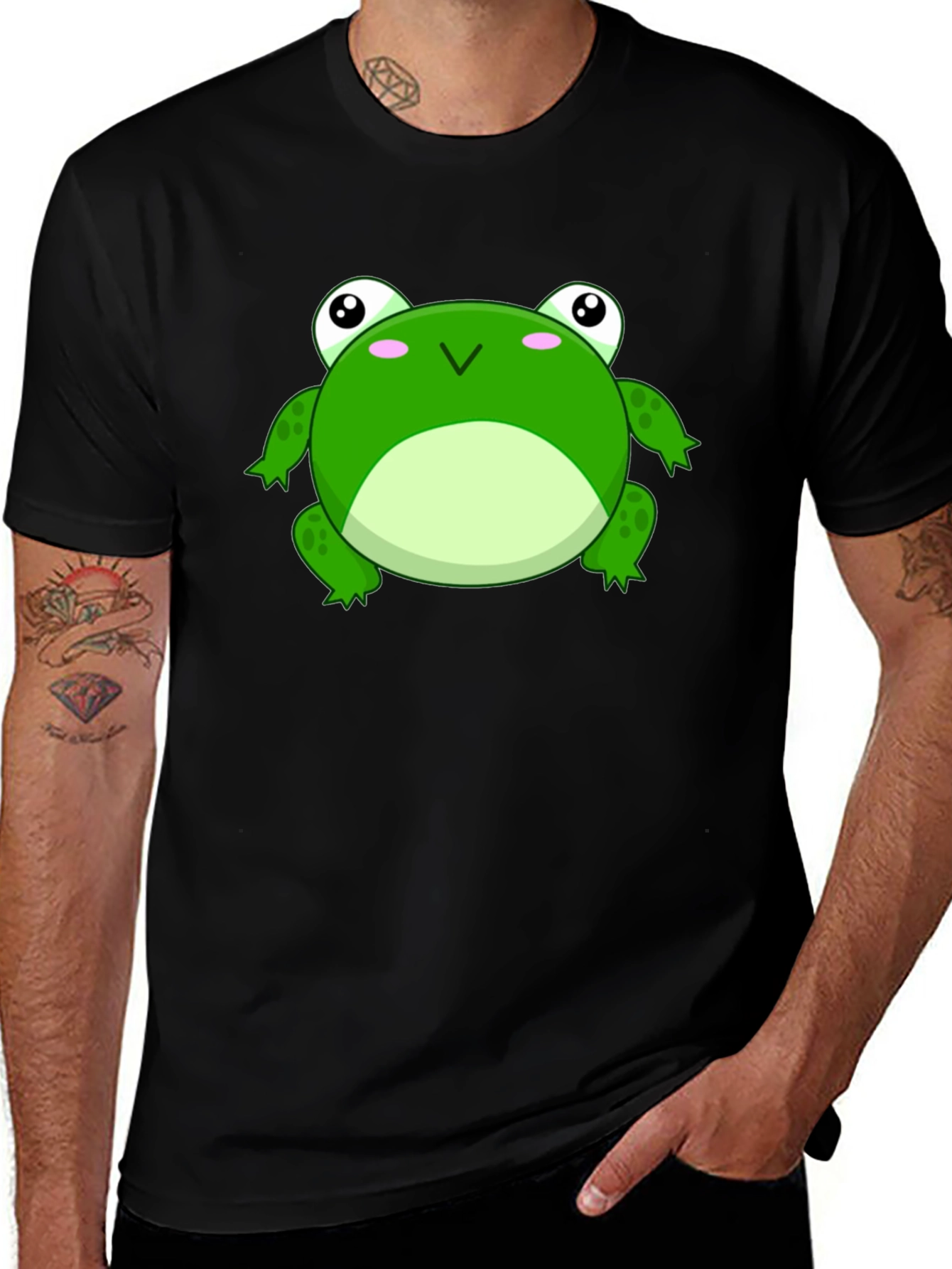 Frog Graphic Tee - Black Cotton T-Shirt