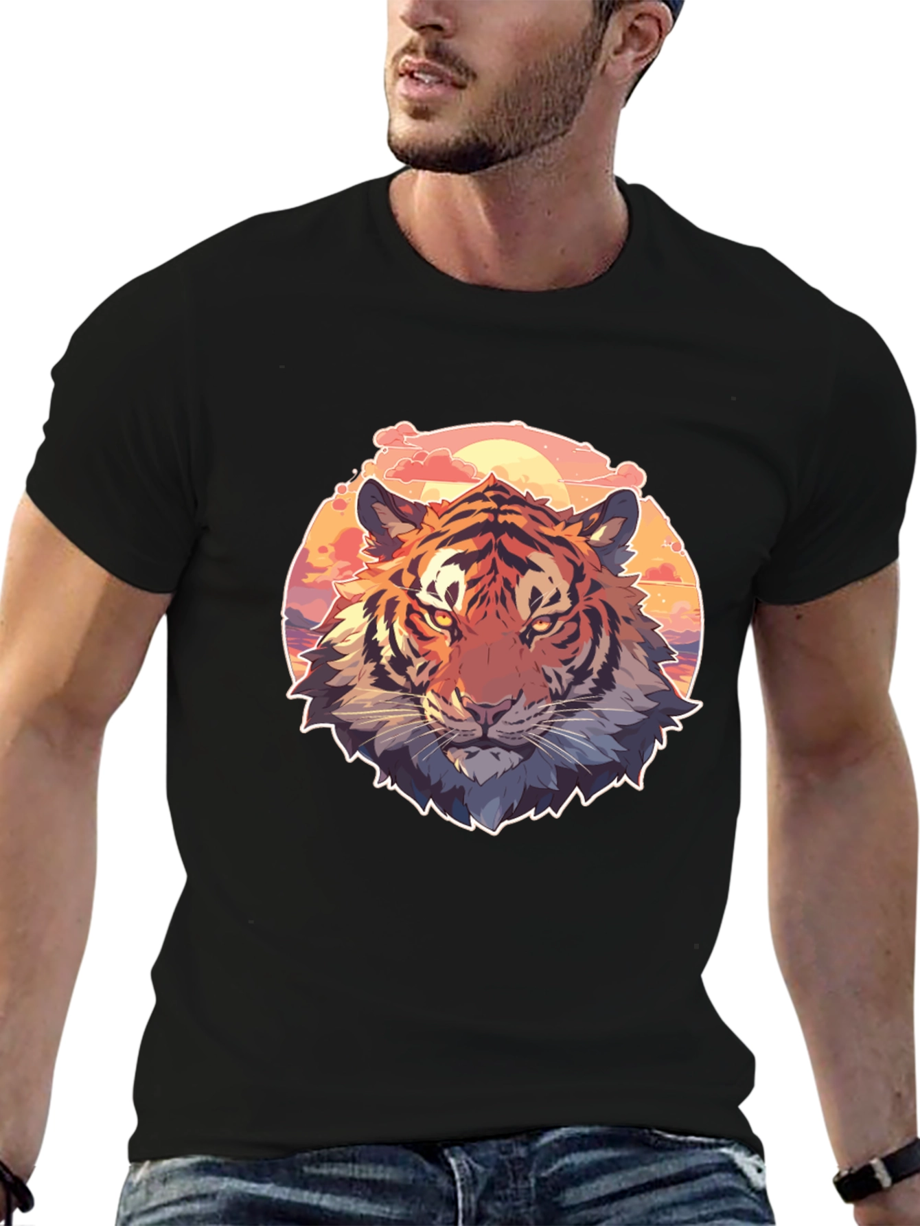 Cool Tiger Graphic Black T-Shirt