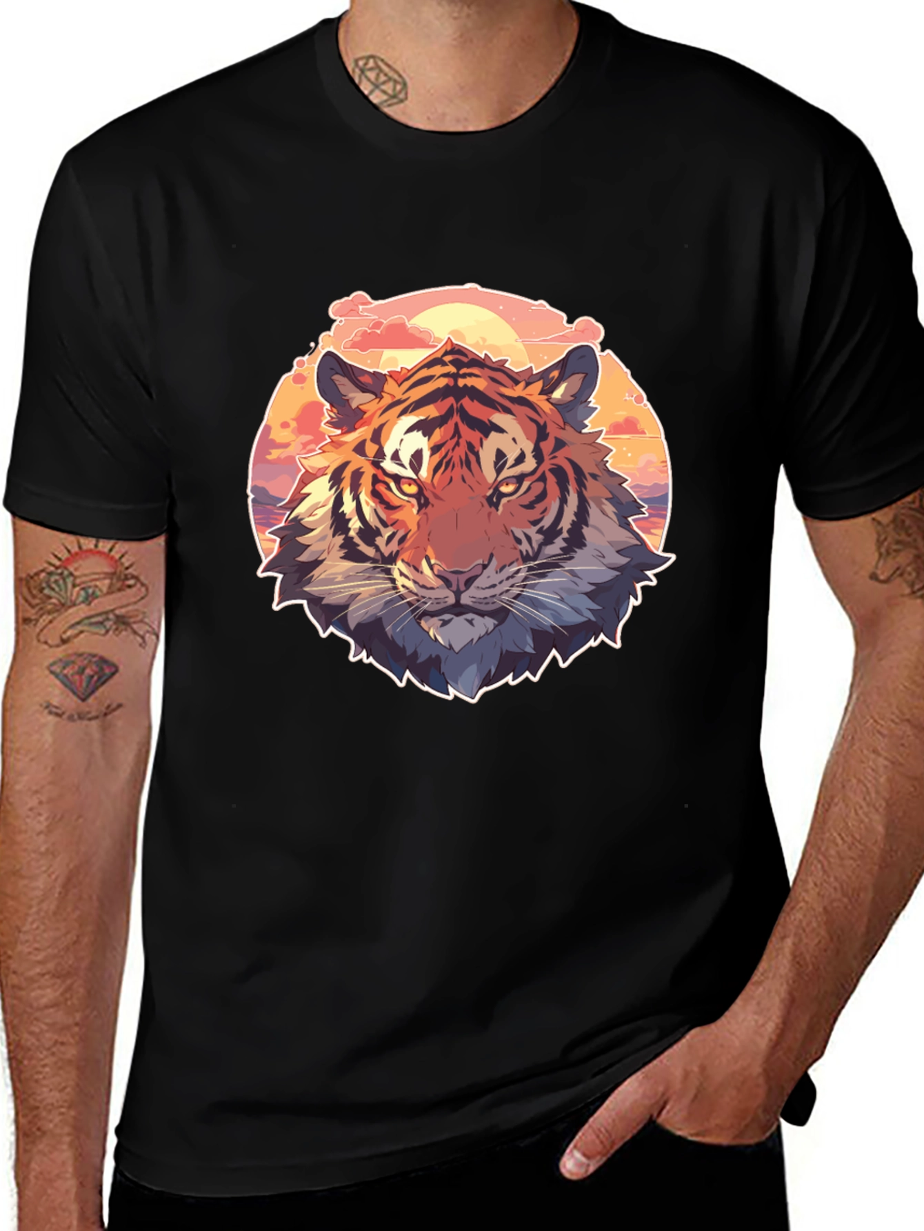 Cool Tiger Graphic Black T-Shirt