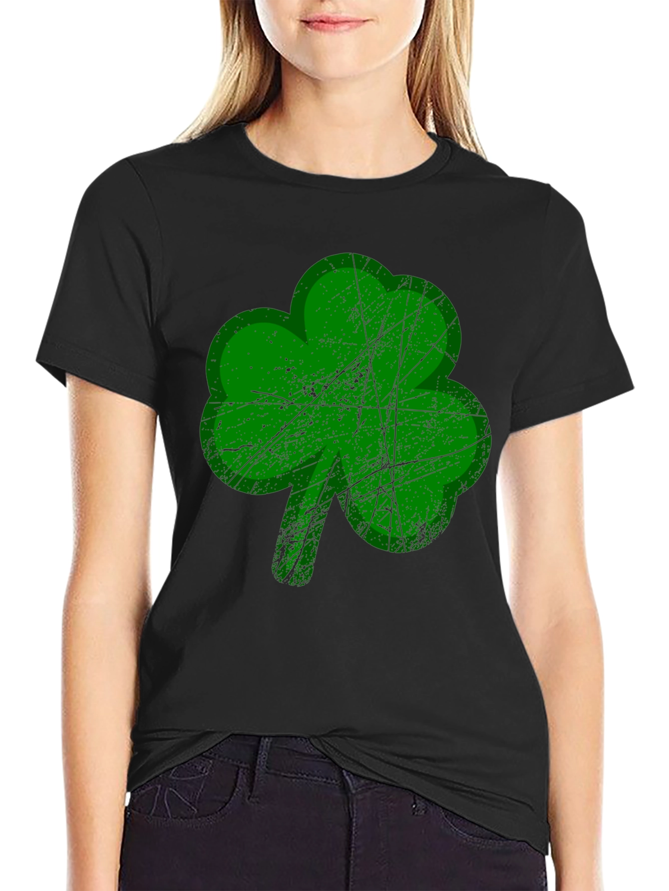 St. Patricks Day Shamrock Graphic Tee - Black