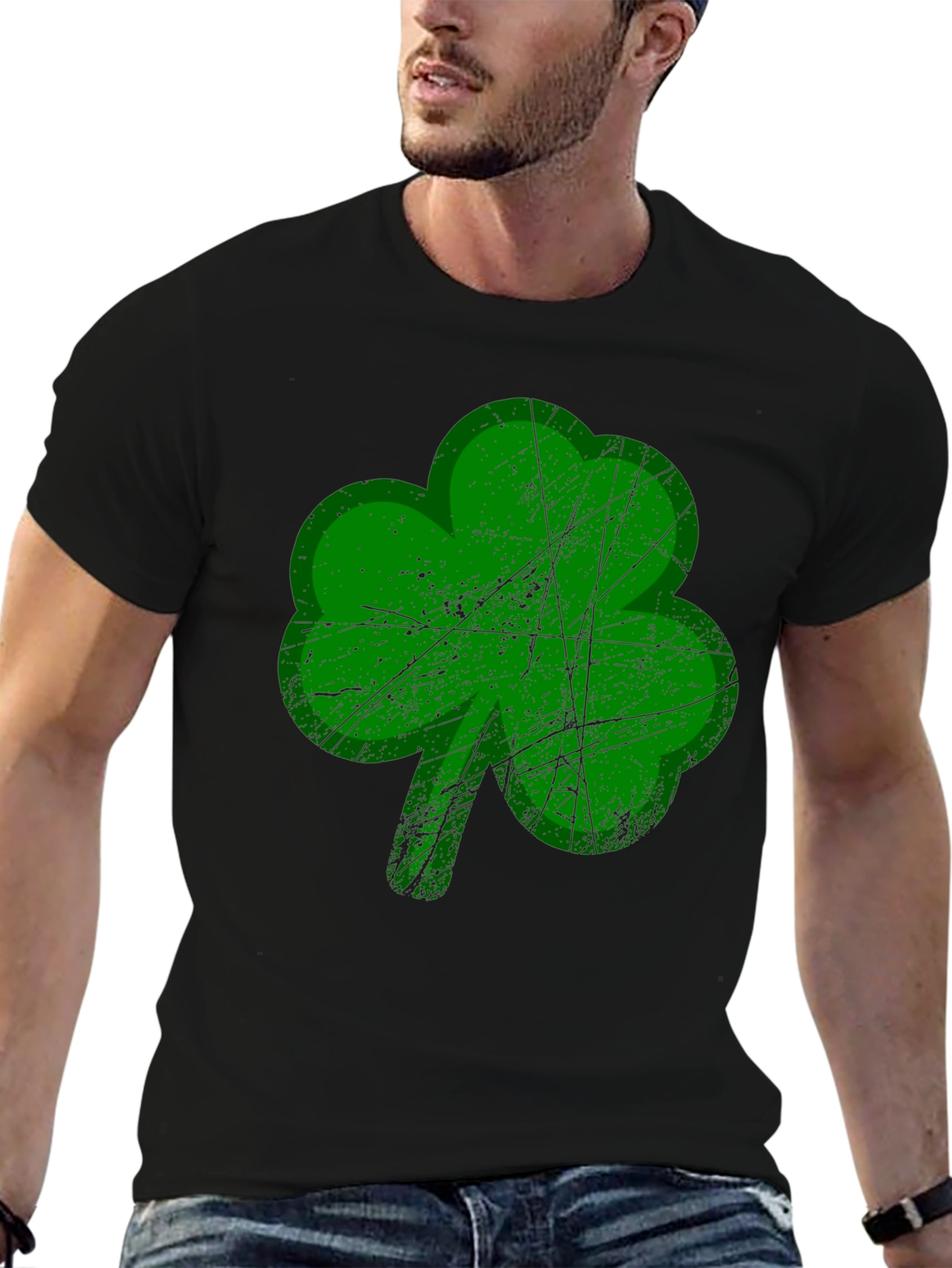 St. Patricks Day Shamrock Graphic Tee - Black