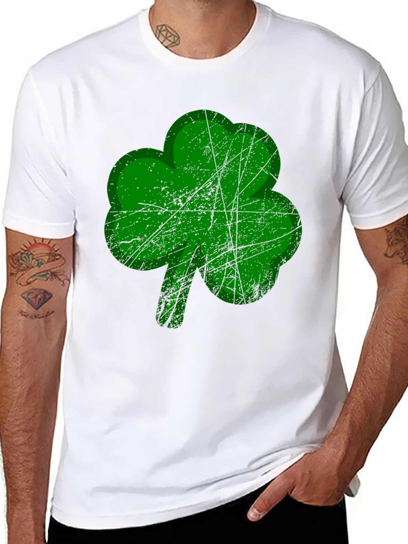 St. Patricks Day Shamrock Graphic Tee - Black