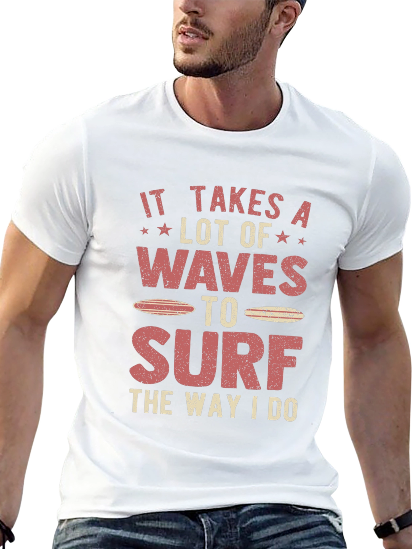 Surfer Graphic T-Shirt - It Takes Waves to Surf