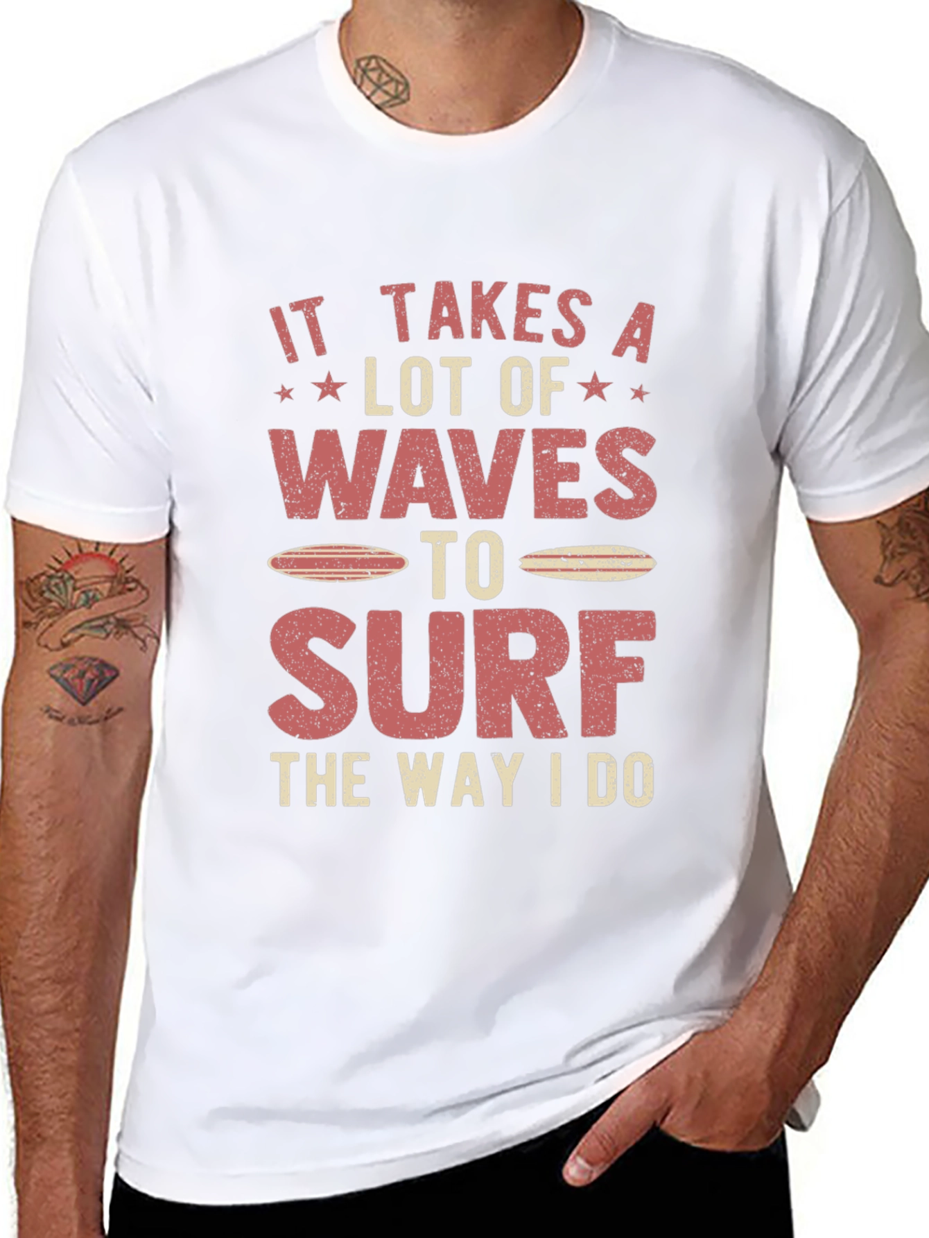 Surfer Graphic T-Shirt - It Takes Waves to Surf