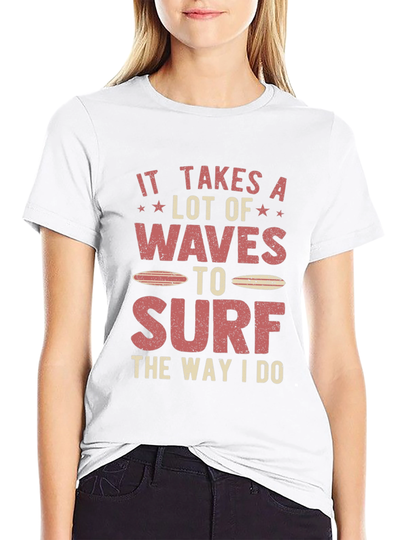 Surfer Graphic T-Shirt - It Takes Waves to Surf