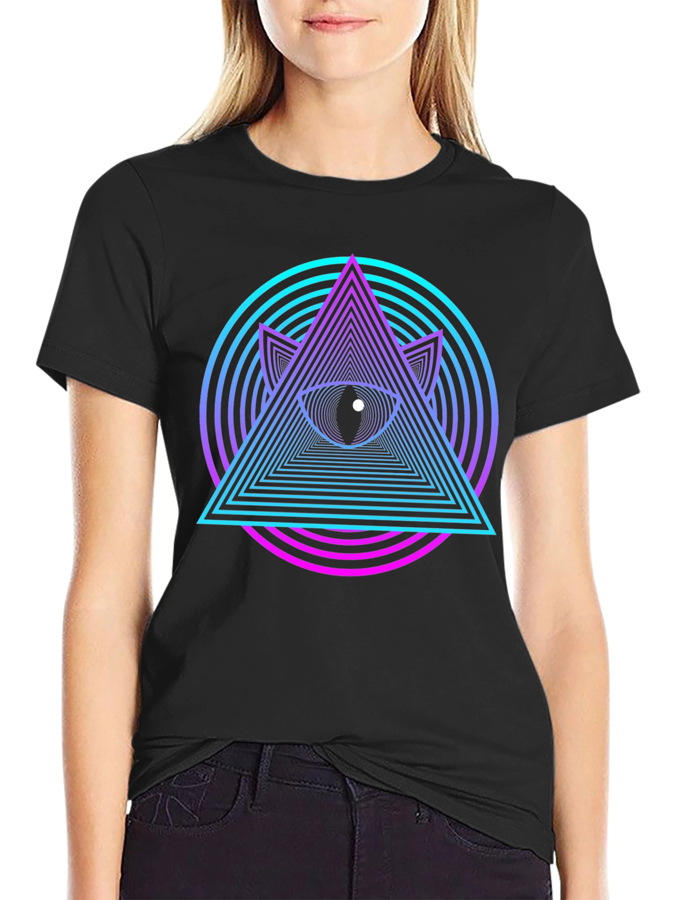 Eye Pyramid Graphic T-Shirt - Black