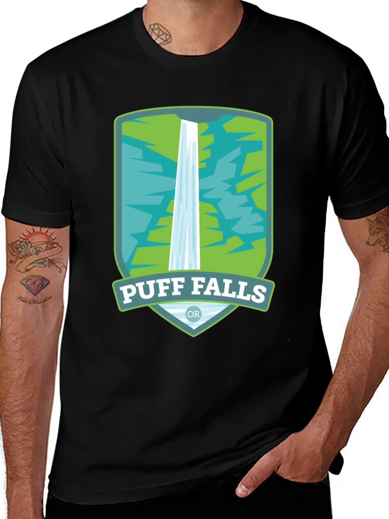 Puff Falls Oregon Graphic Tee - Black