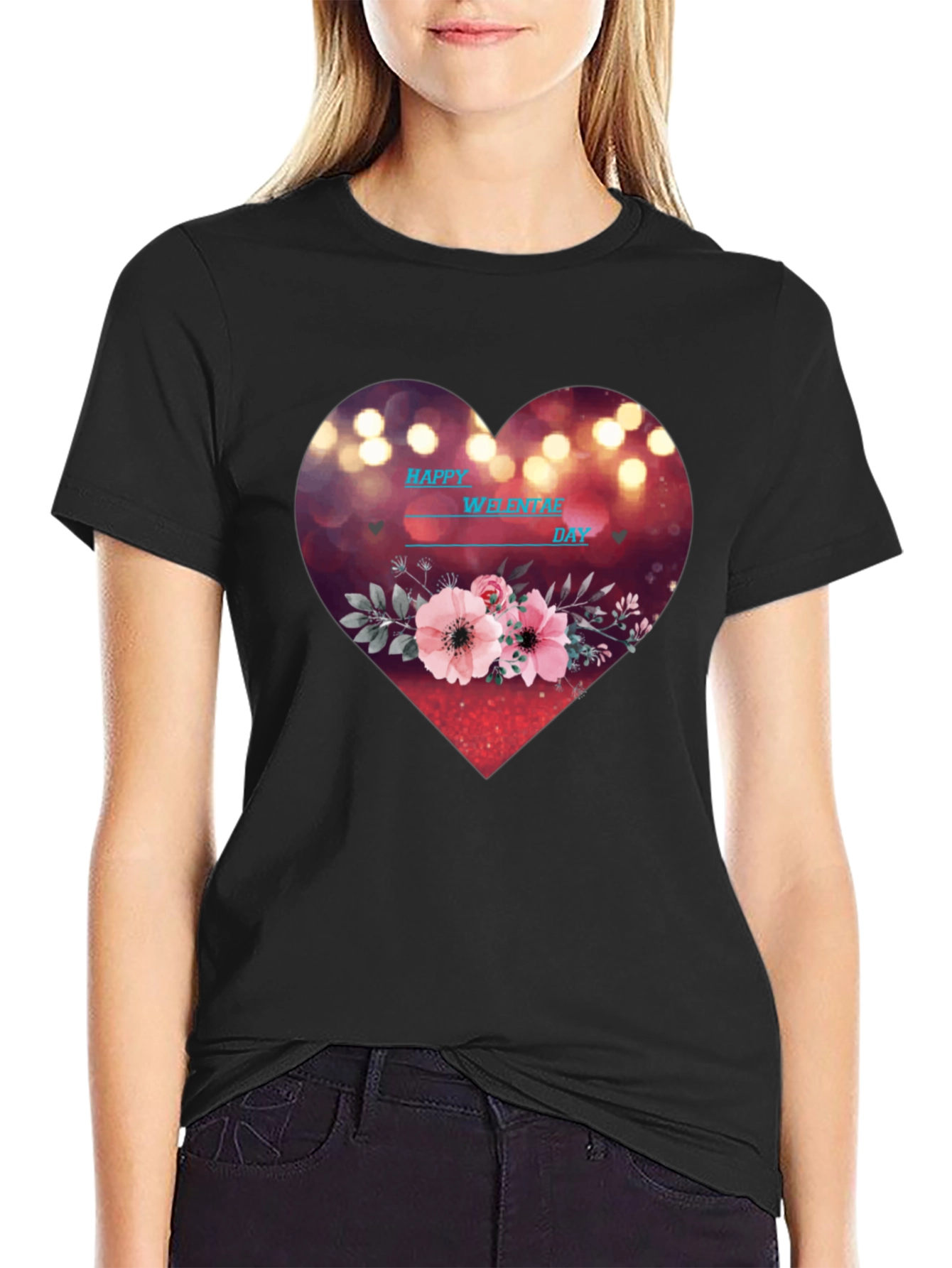 Valentines Day Heart Floral T-Shirt