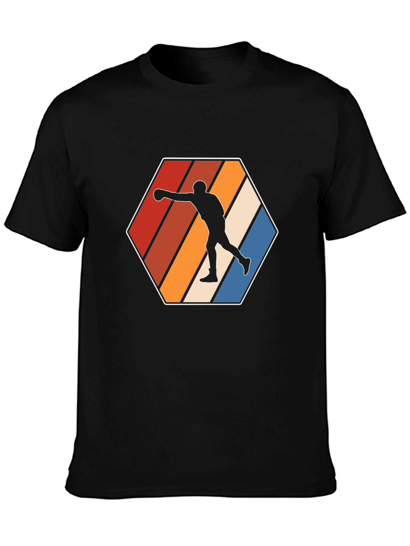 Retro Boxer T-Shirt - Black Cotton Tee