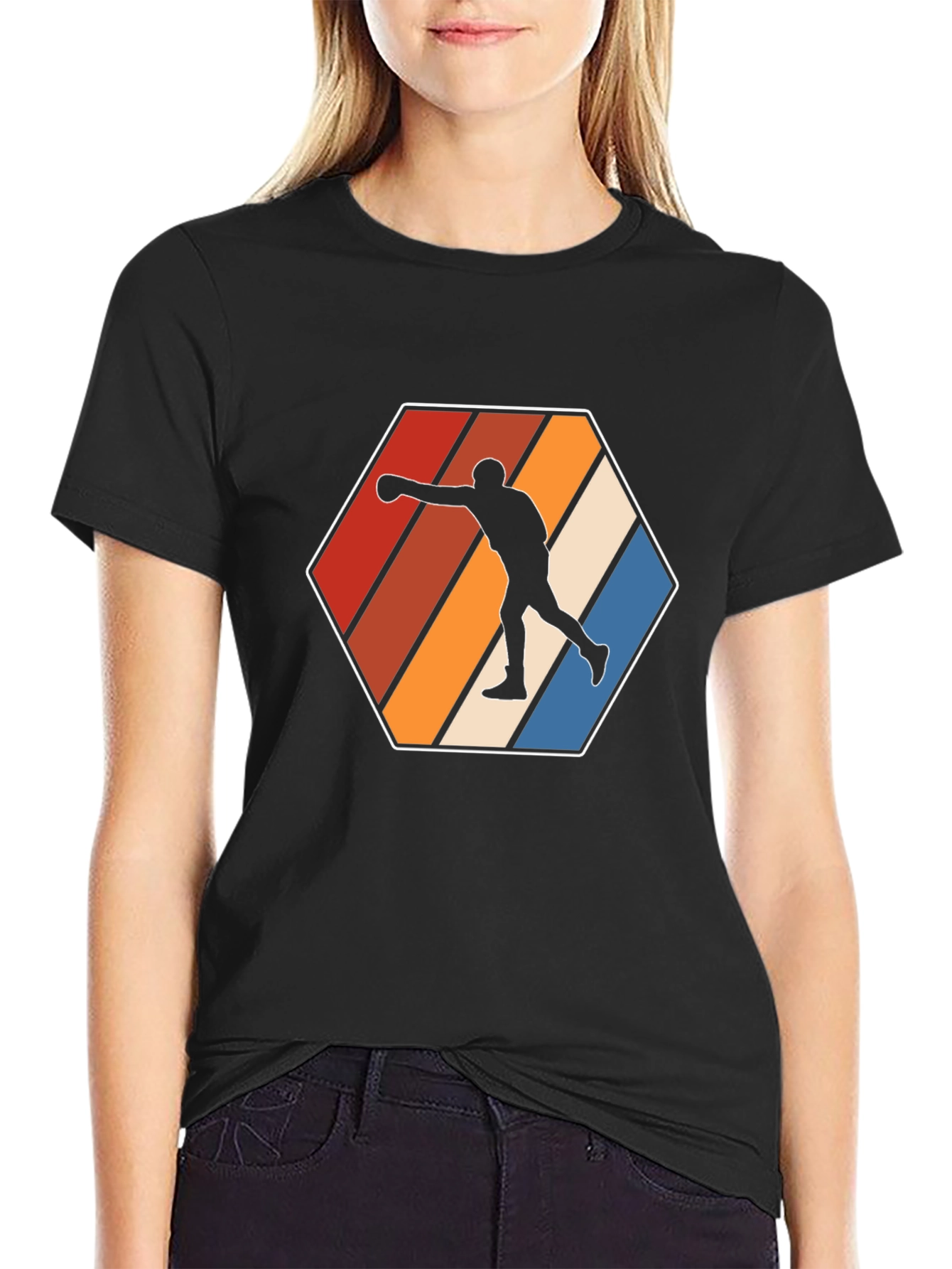 Retro Boxer T-Shirt - Black Cotton Tee
