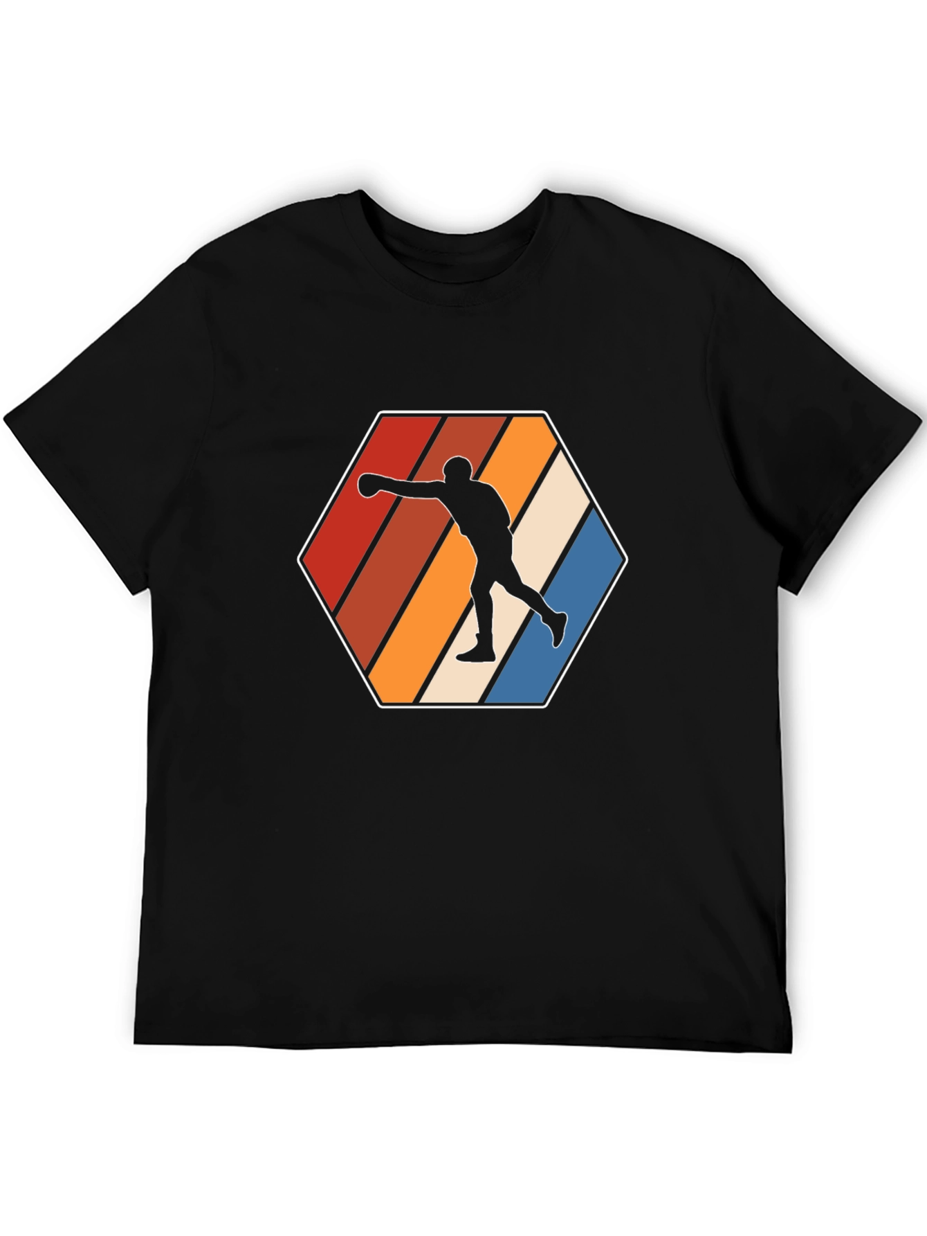 Retro Boxer T-Shirt - Black Cotton Tee