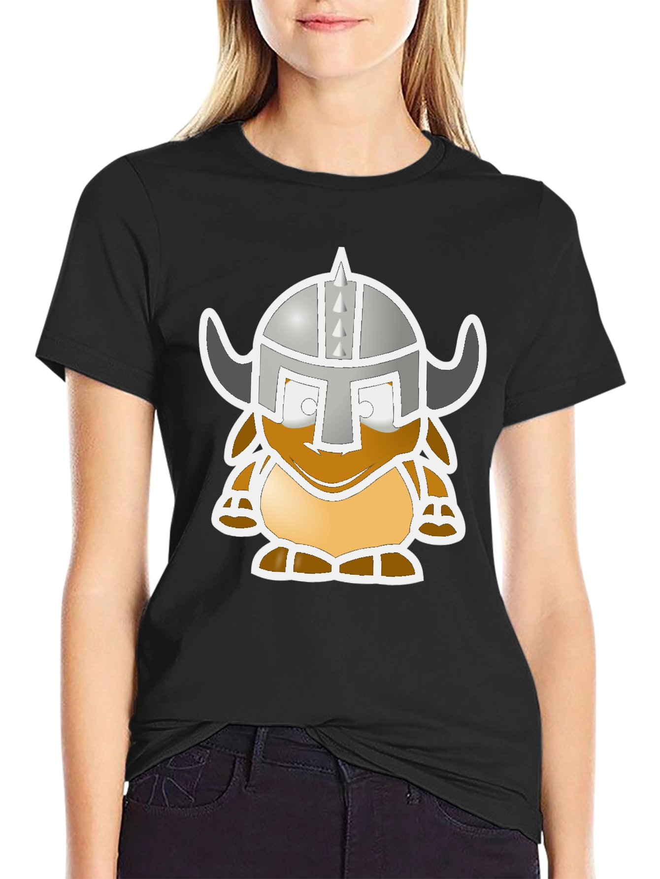 Viking Cartoon Graphic Black Tee