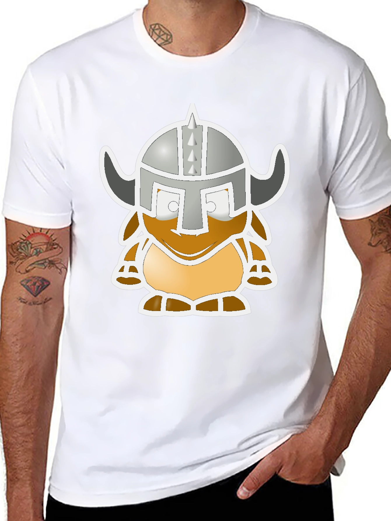 Viking Cartoon Graphic Black Tee
