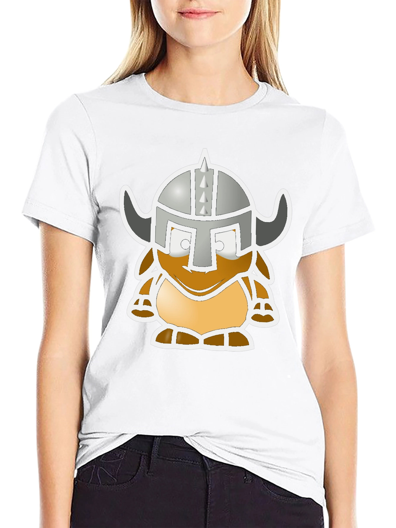 Viking Cartoon Graphic Black Tee