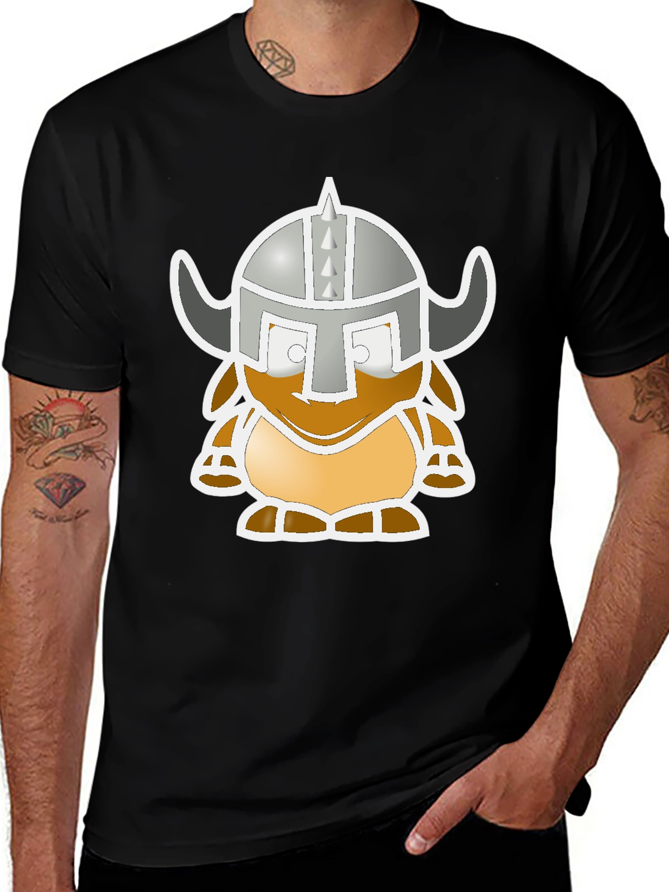 Viking Cartoon Graphic Black Tee