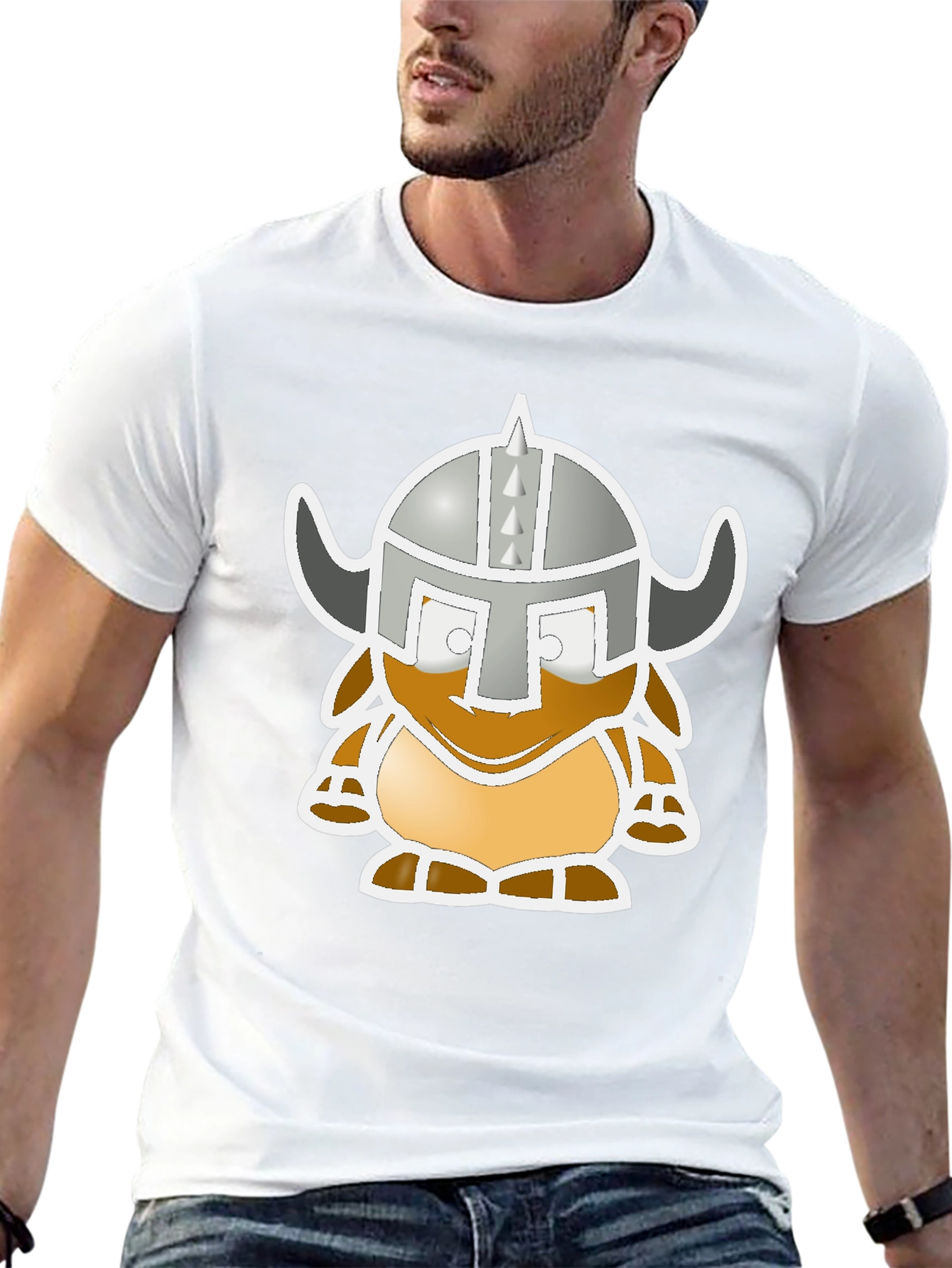 Viking Cartoon Graphic Black Tee