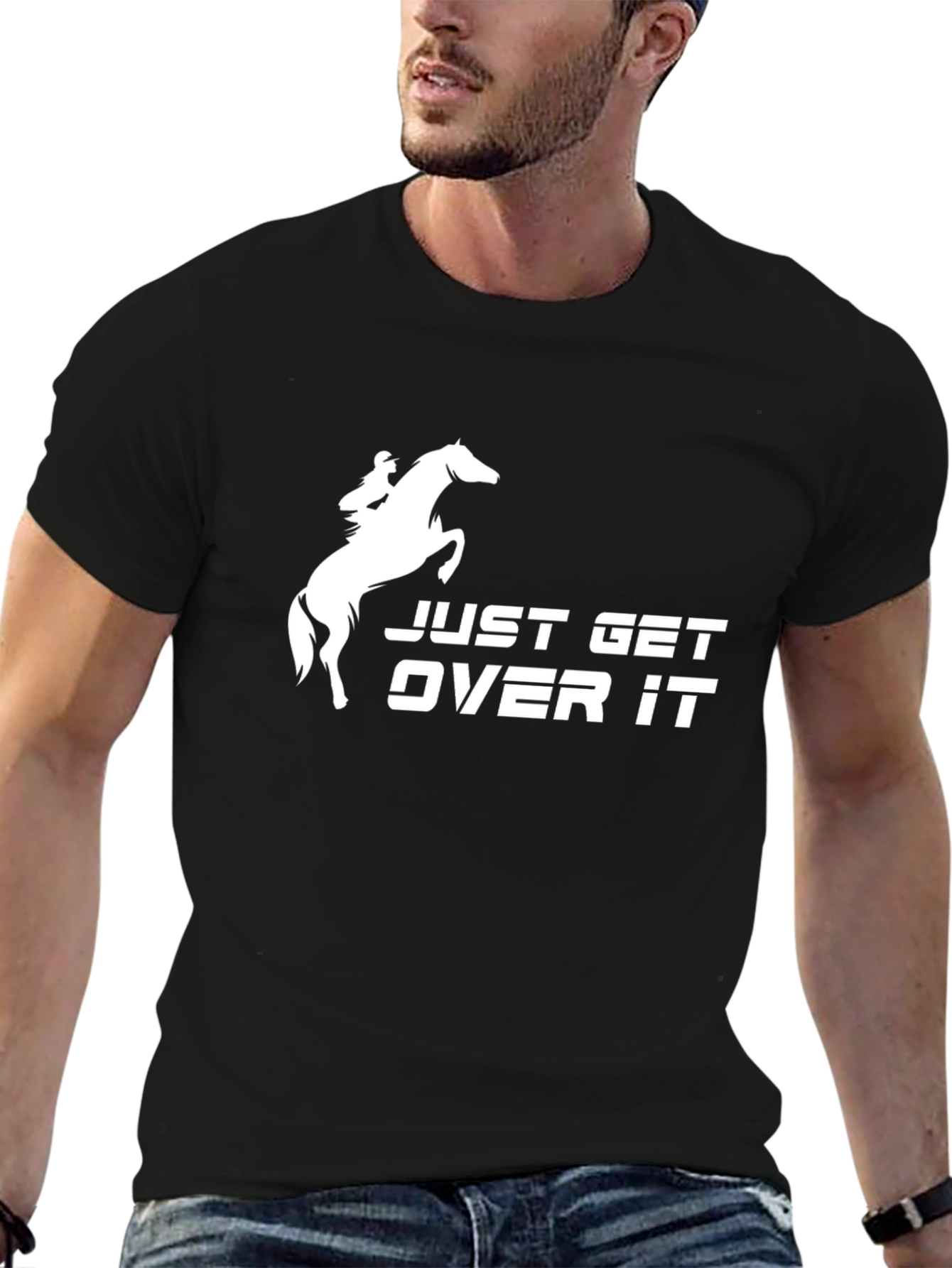 Just Get Over It Horse Rider Black T-Shirt