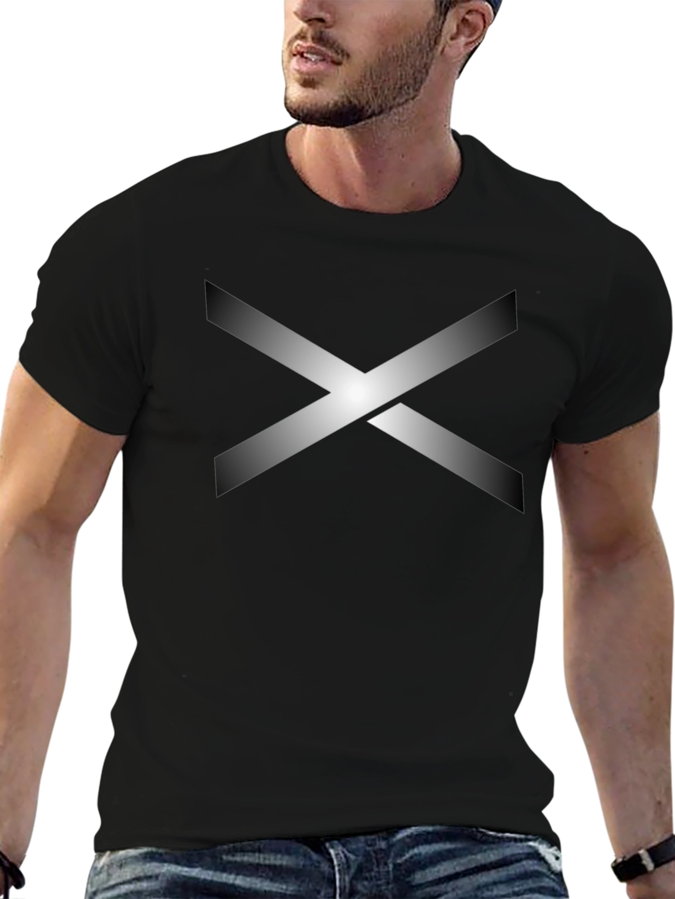 Abstract X Graphic Black Cotton T-Shirt