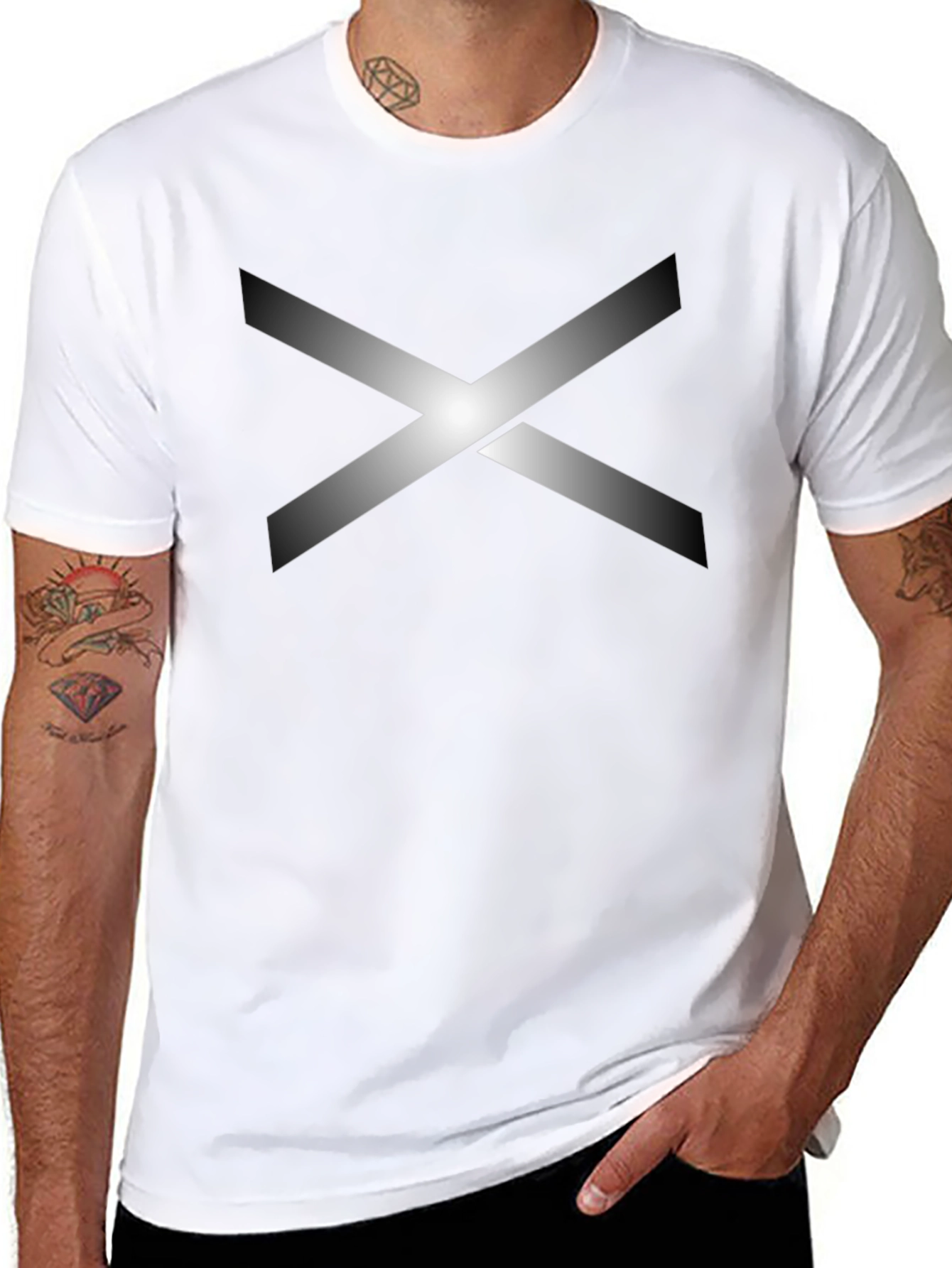 Abstract X Graphic Black Cotton T-Shirt