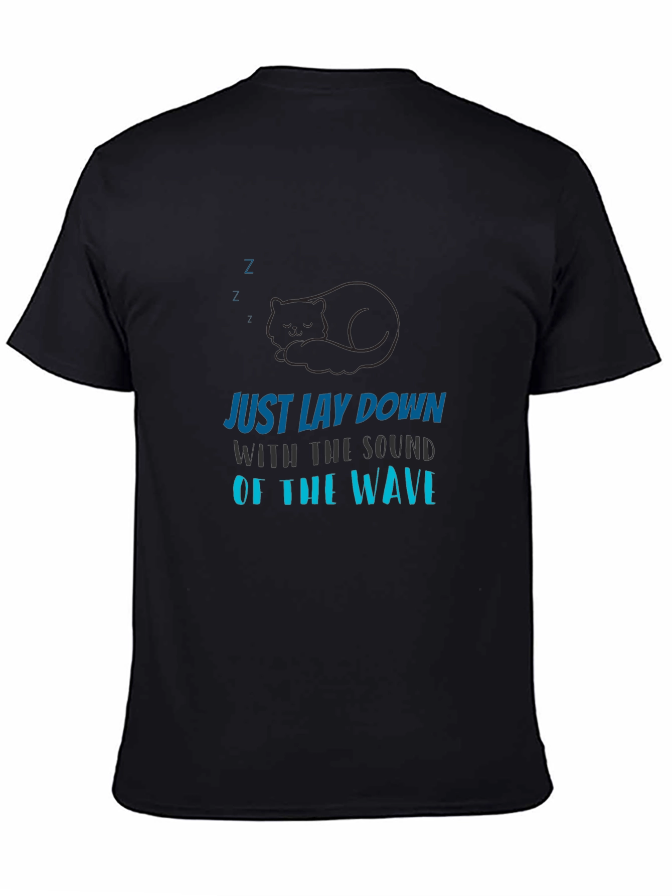 Relax Cat Waves Black Tee