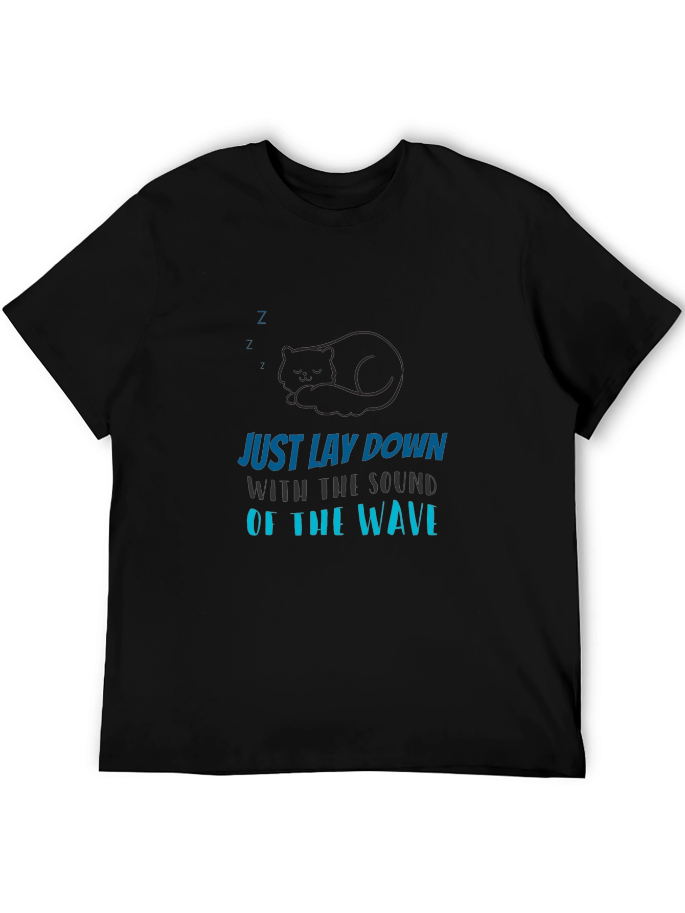 Relax Cat Waves Black Tee