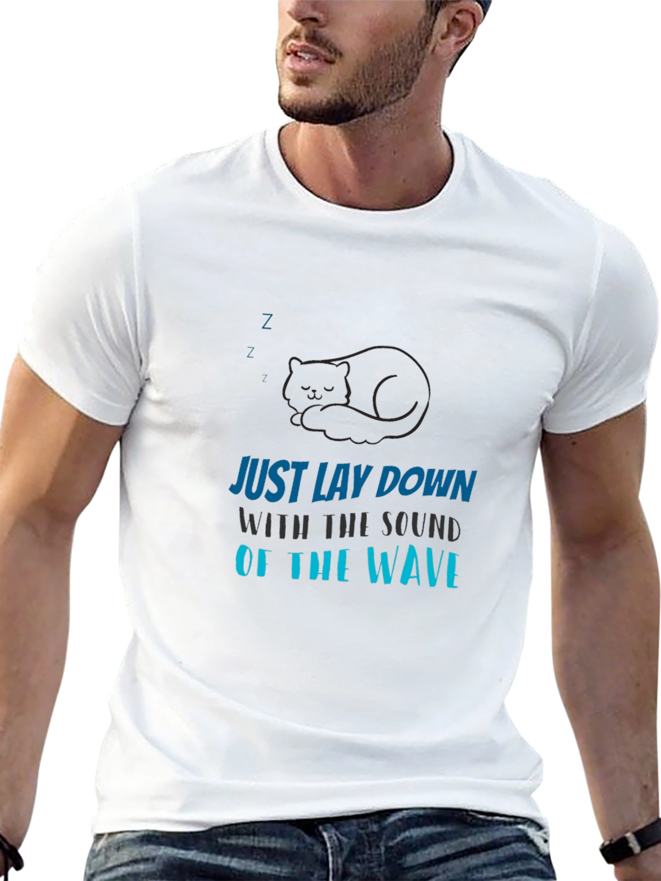 Relax Cat Waves Black Tee