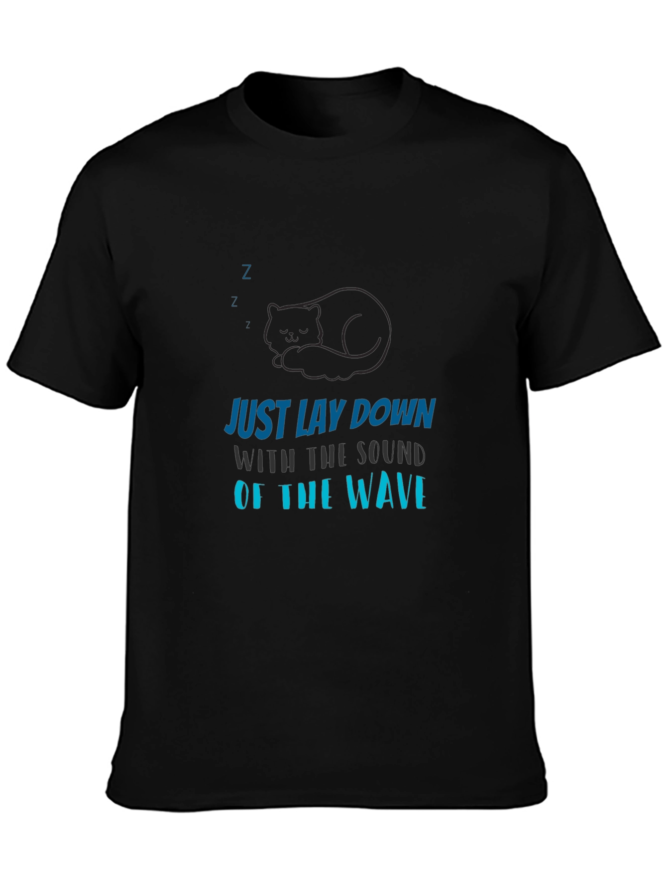 Relax Cat Waves Black Tee