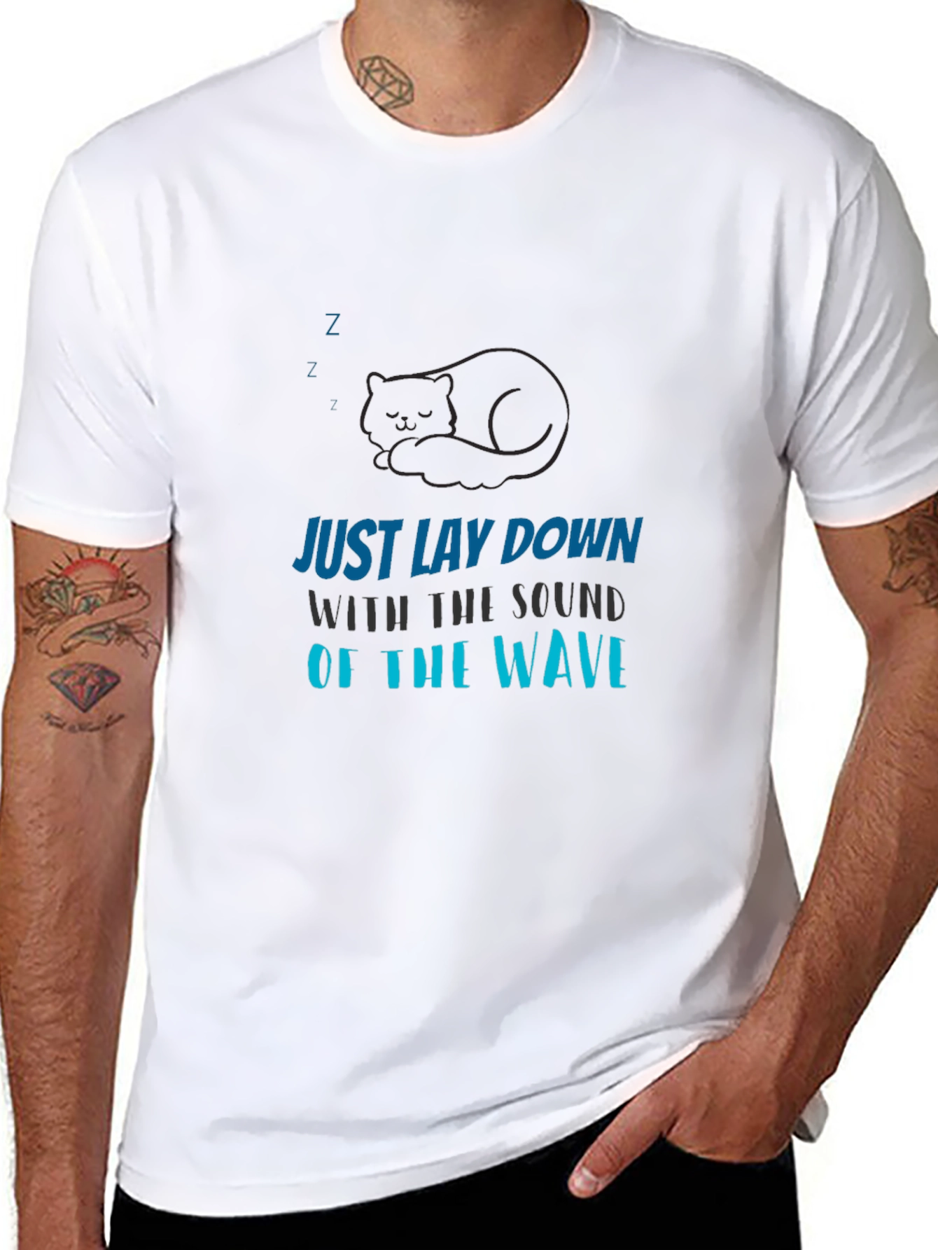 Relax Cat Waves Black Tee