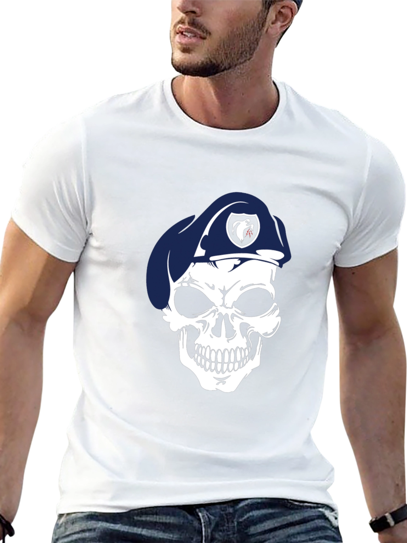 Skull Beret Graphic T-Shirt