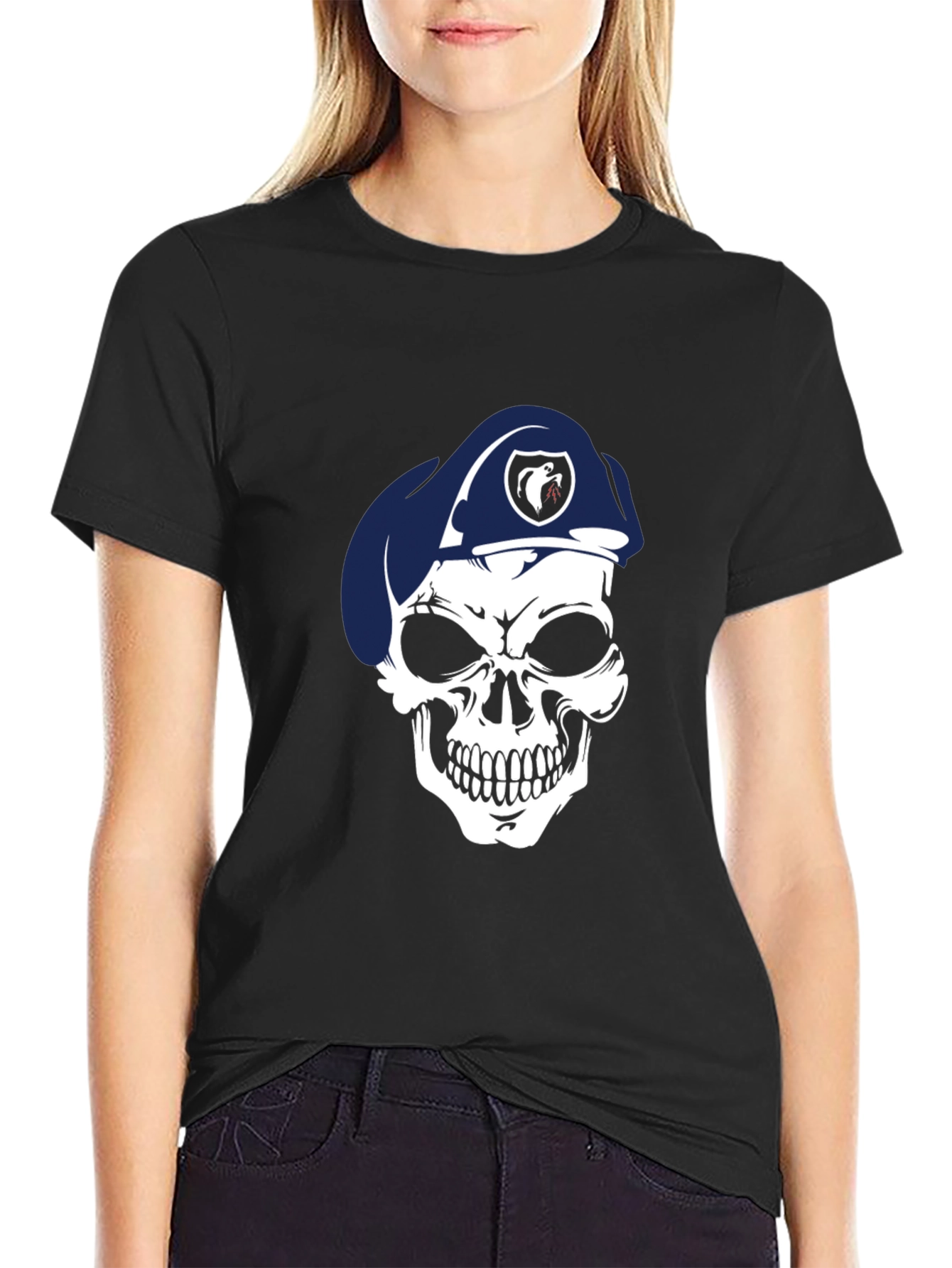 Skull Beret Graphic T-Shirt