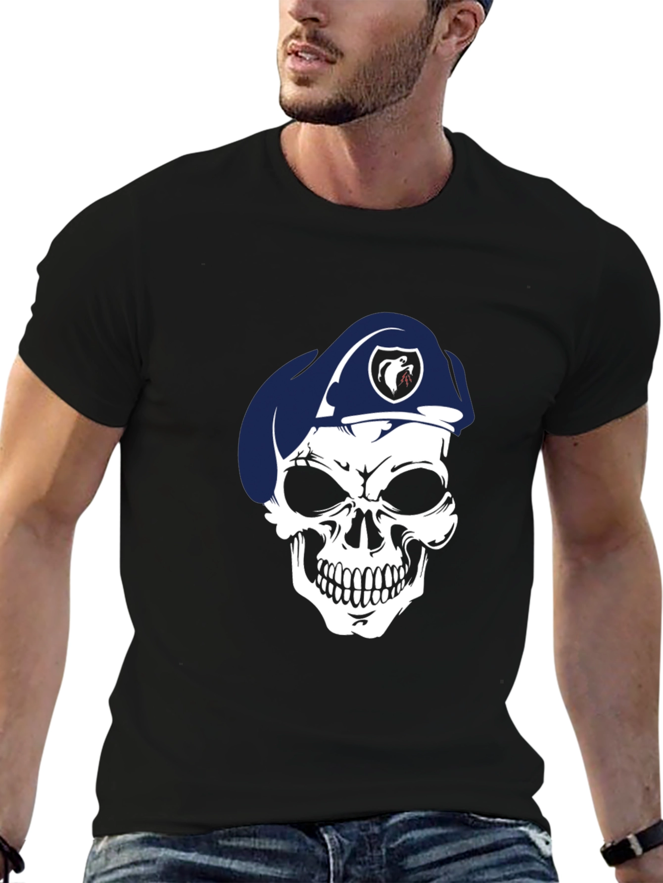 Skull Beret Graphic T-Shirt