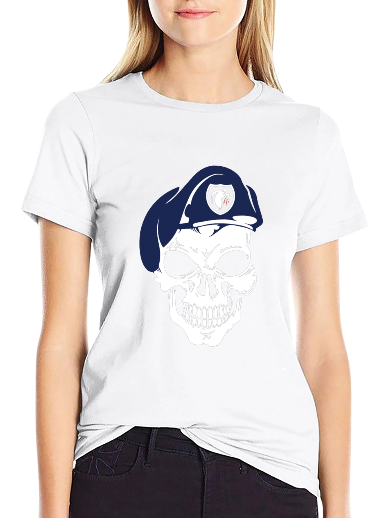 Skull Beret Graphic T-Shirt
