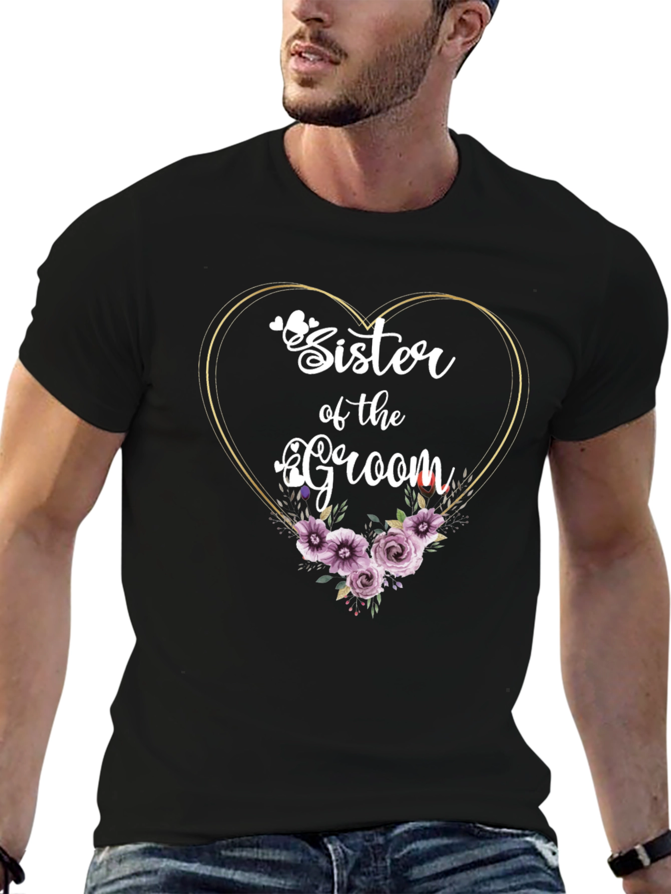 Sister of the Groom Floral Heart T-Shirt