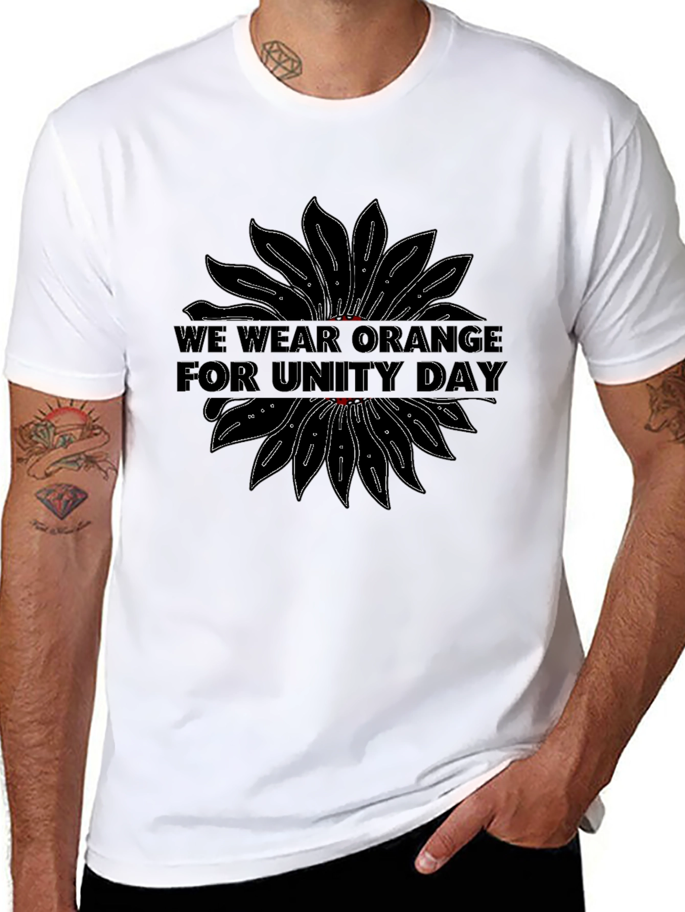 Unity Day Orange Sunflower Black T-Shirt