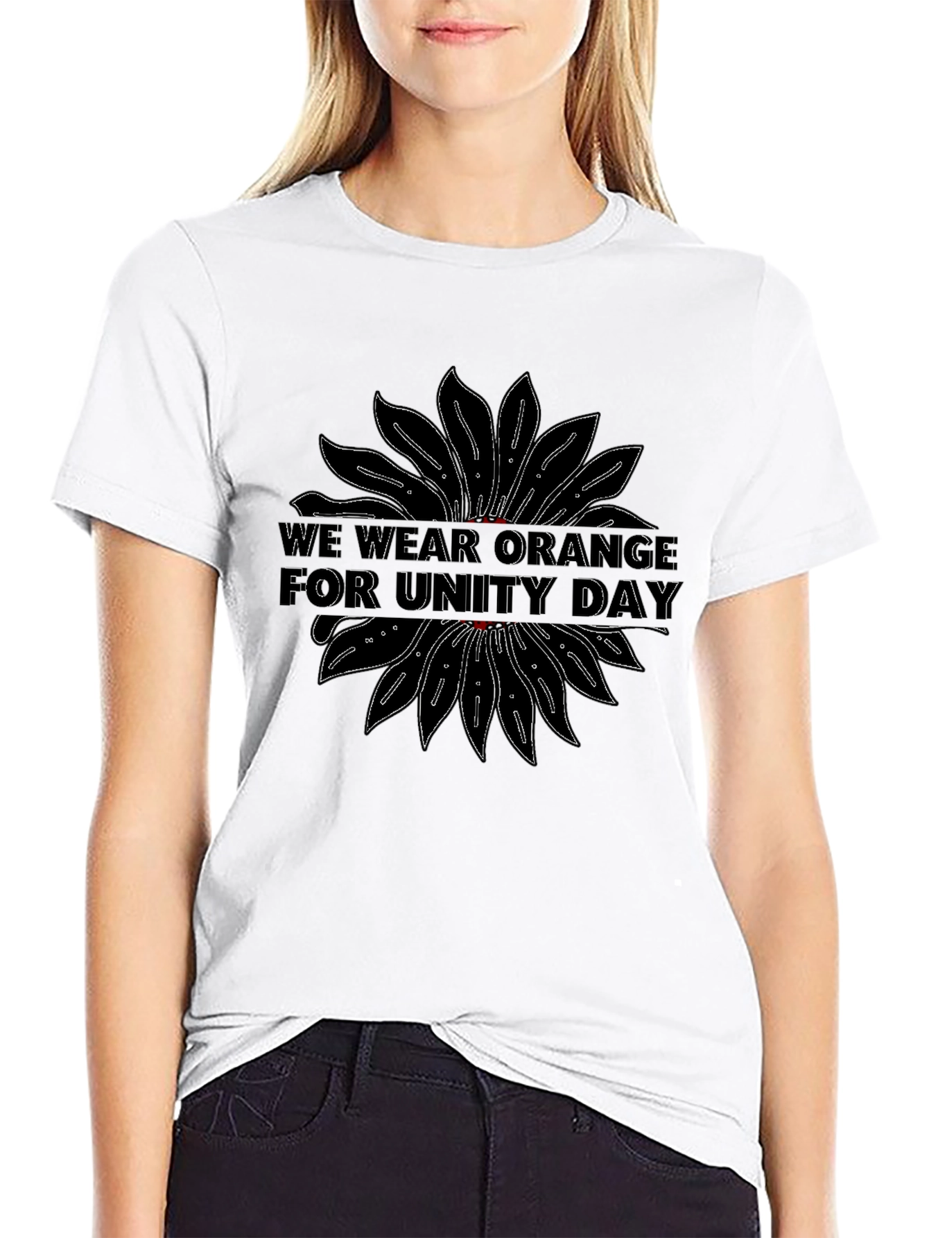 Unity Day Orange Sunflower Black T-Shirt