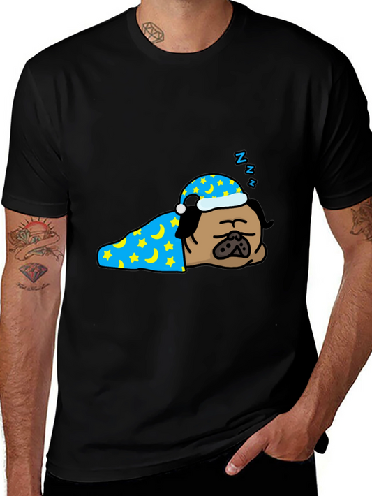 Sleeping Pug T-Shirt - Cute Cartoon Dog Tee