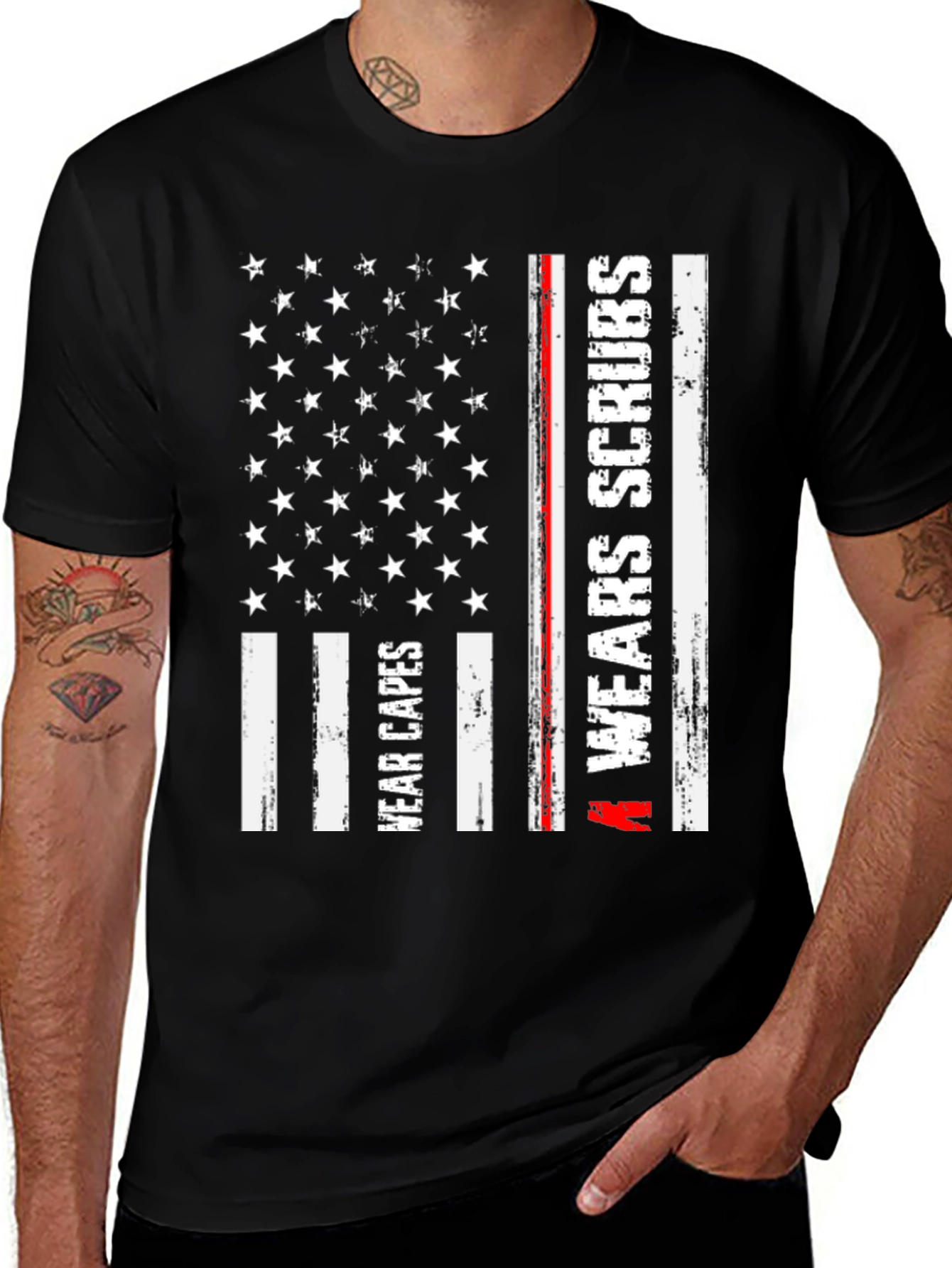 Nurse American Flag T-Shirt Wear Capes Wear Scrubs