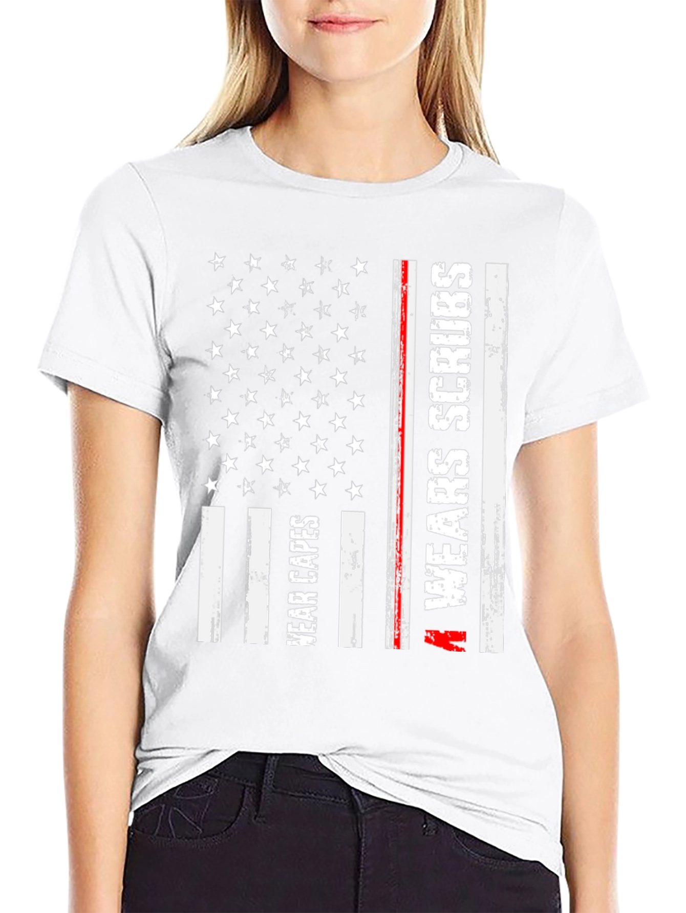 Nurse American Flag T-Shirt Wear Capes Wear Scrubs