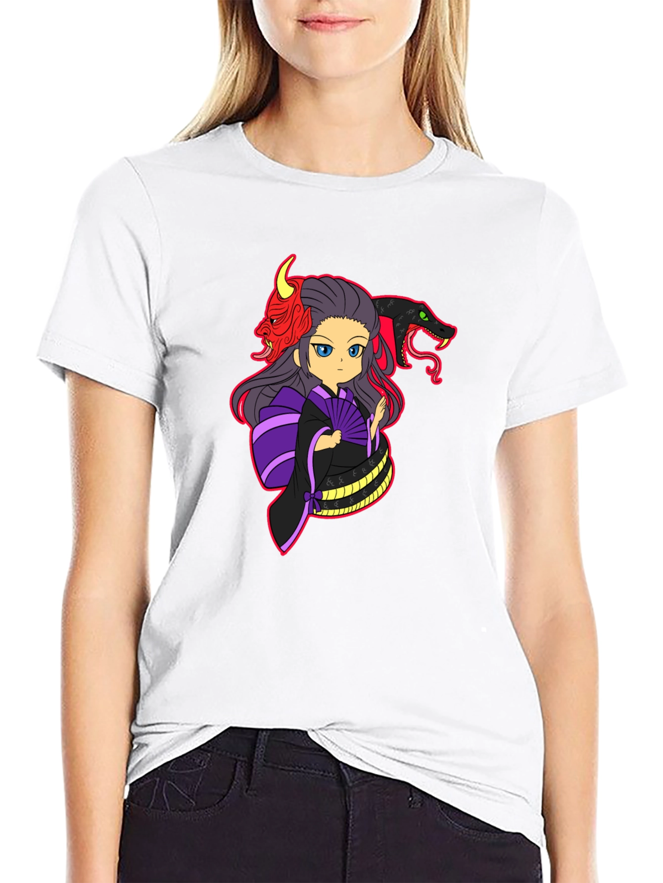 Anime Graphic Print Black T-Shirt
