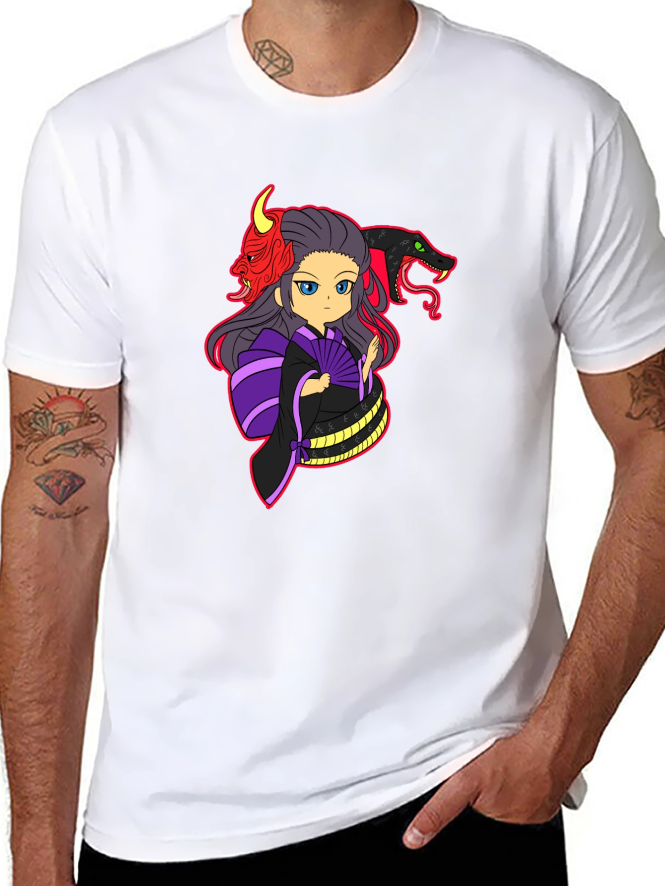 Anime Graphic Print Black T-Shirt