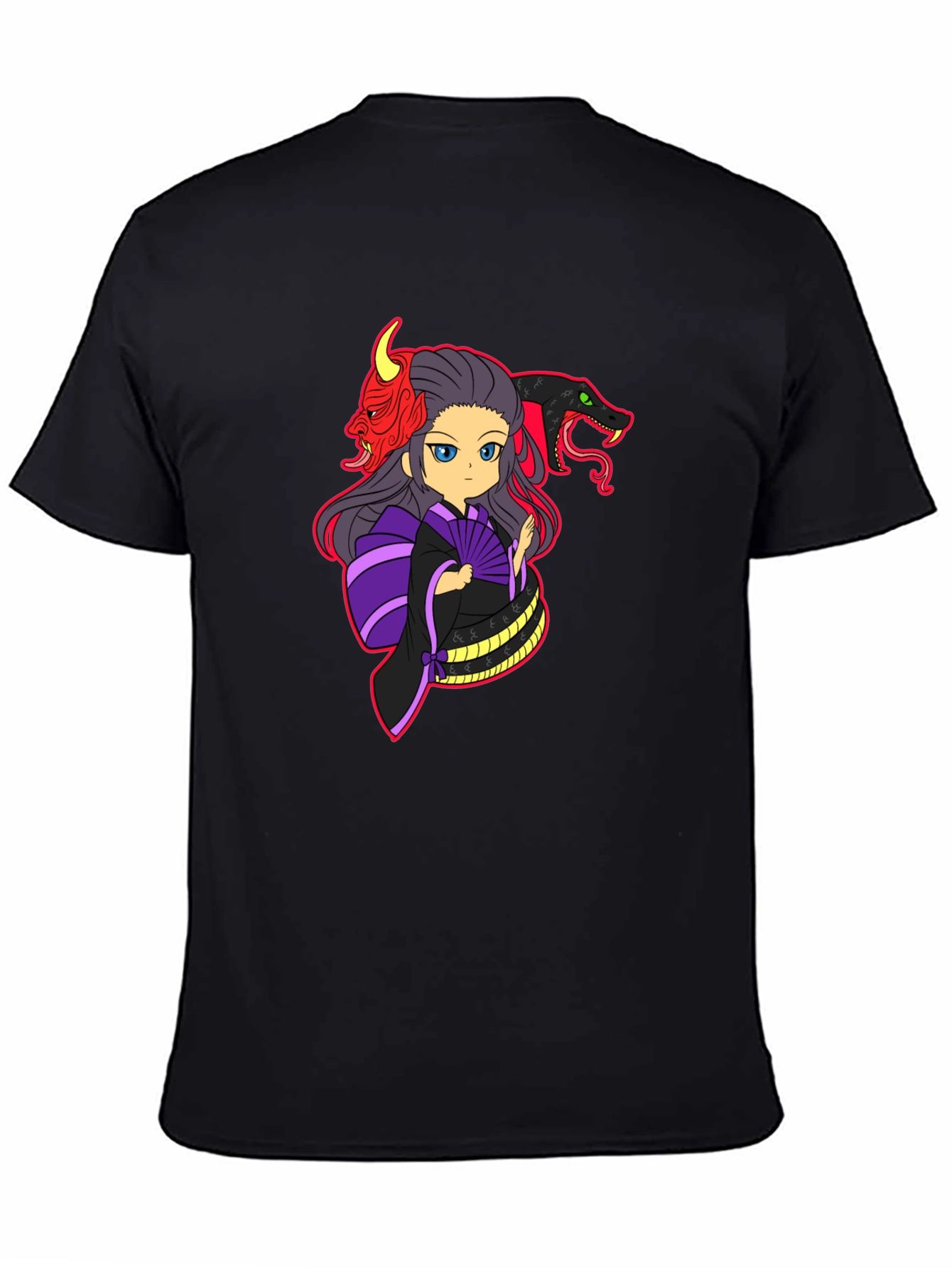 Anime Graphic Print Black T-Shirt